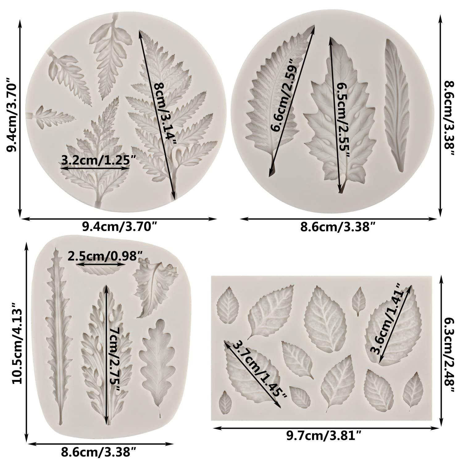 Sijiangmold Tree Leaf Silicone Mold Fern Leaves Fondant Molds Monstera Leaves Candy Mold Rose Leaf Molds For Cake Decoration Cup