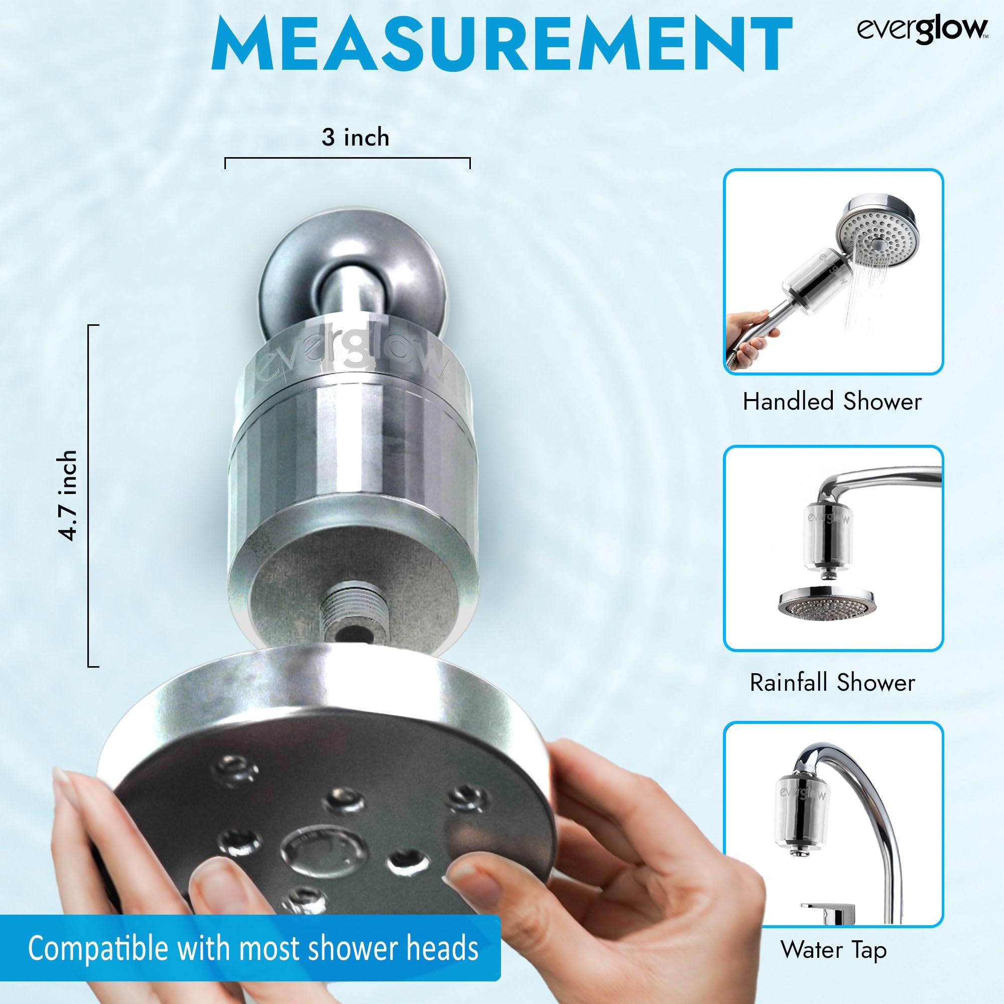 Everglow High-Output Shower Filter, Reduces Chlorine, Dry Skin, Dandruff, Eczema, Heavy Metals And Vitamin C Infused For Dandruf