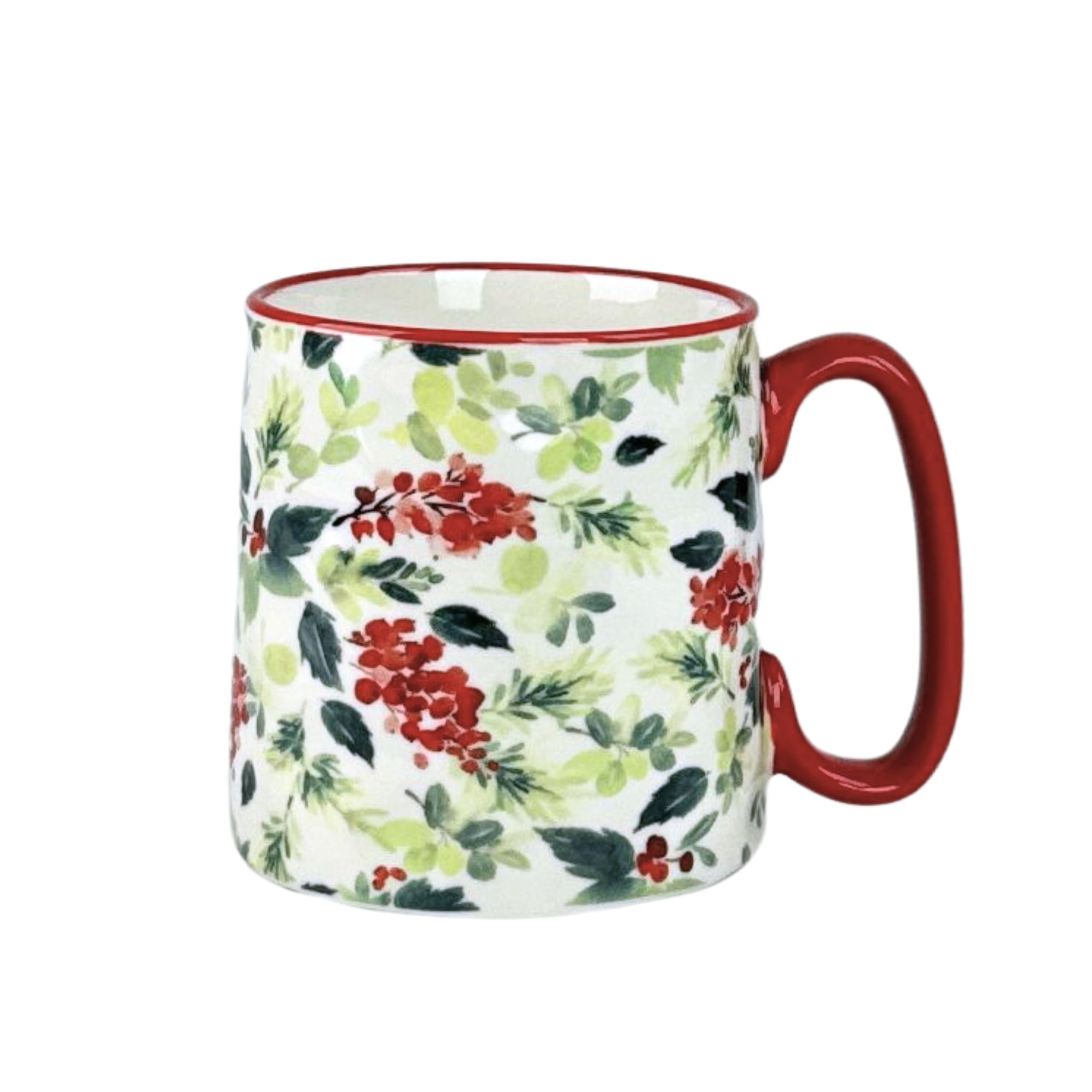 10 Strawberry Street Bella Green & Red Holly Mug, Assorted Set Of 4