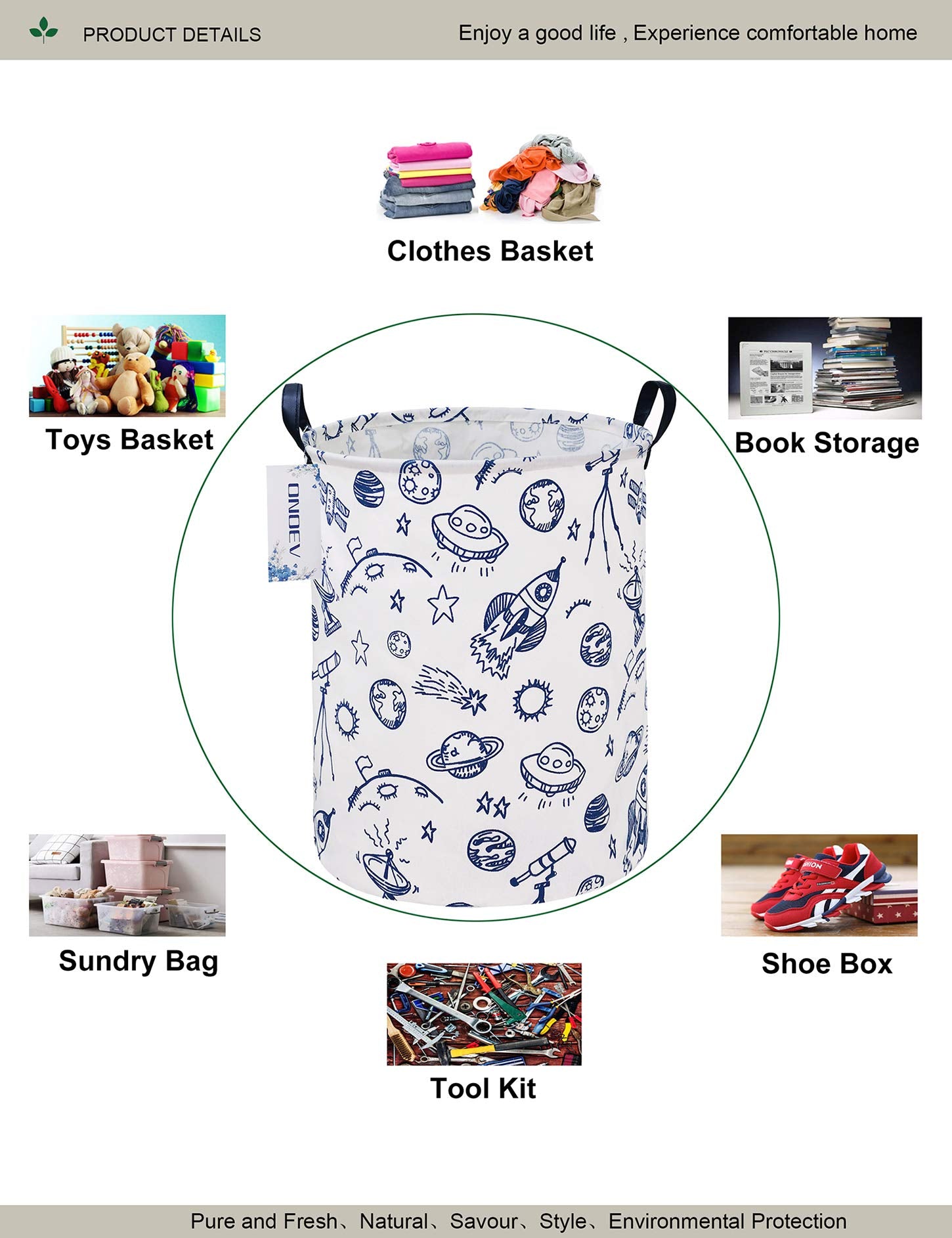 ONOEV Round waterproof laundry basket,gift basket,suitable for children s room and toy storage(musical instrument)