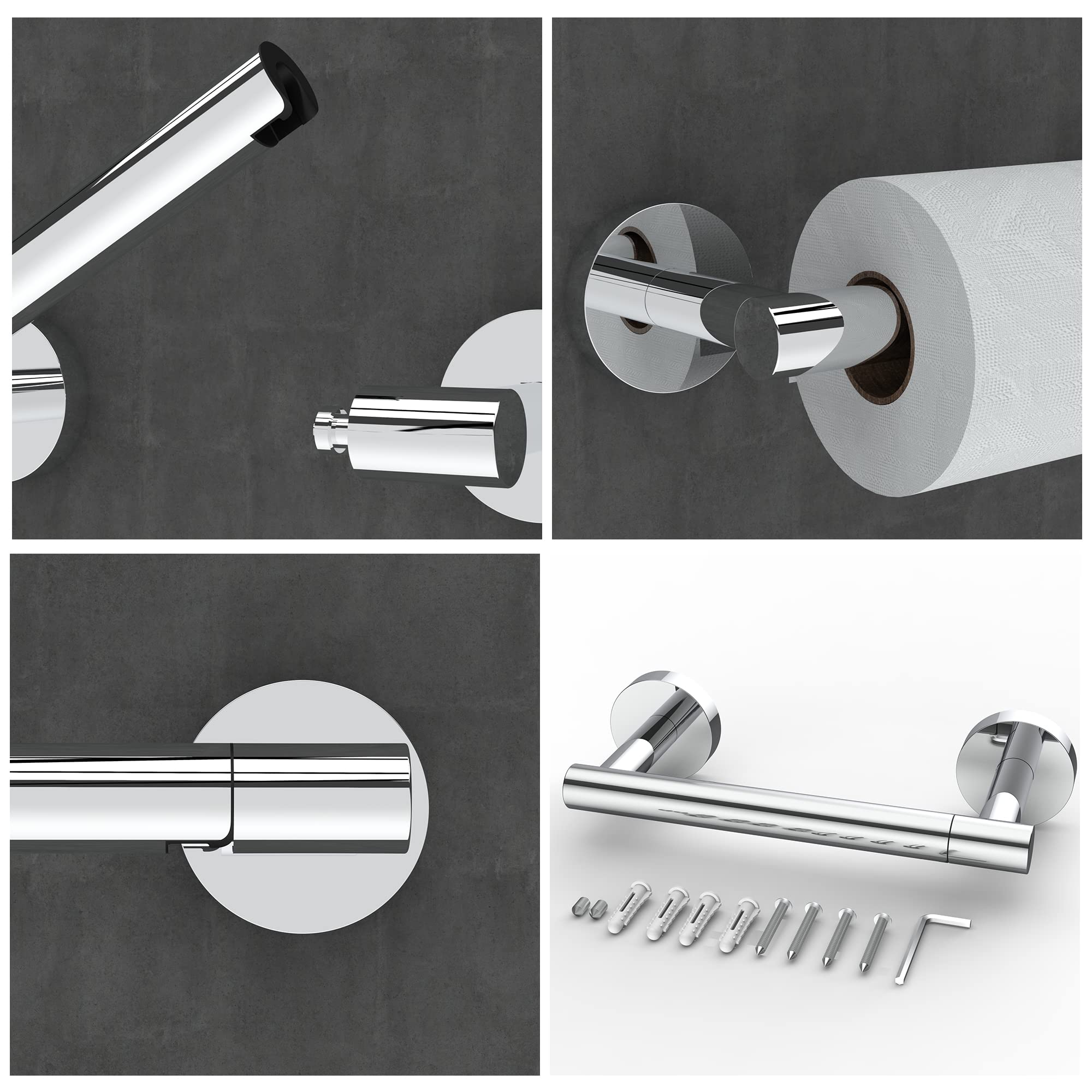 Rarxtr Polished Finish Toilet Paper Holder Sus304 Stainless Steel Double Post Pivoting Toilet Paper Roll Holder Wall Mounted Toi