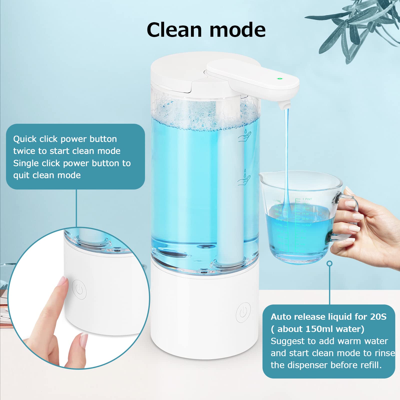 LAOPAO Automatic Liquid Soap Dispenser  Touchless Hand Sanitizer Dispenser USB C Rechargeable Hand Soap Dispenser with Adjustable Soap Volume  500ml Coutertop Soap Pump for Kitchen Bathroom Xmas Gift
