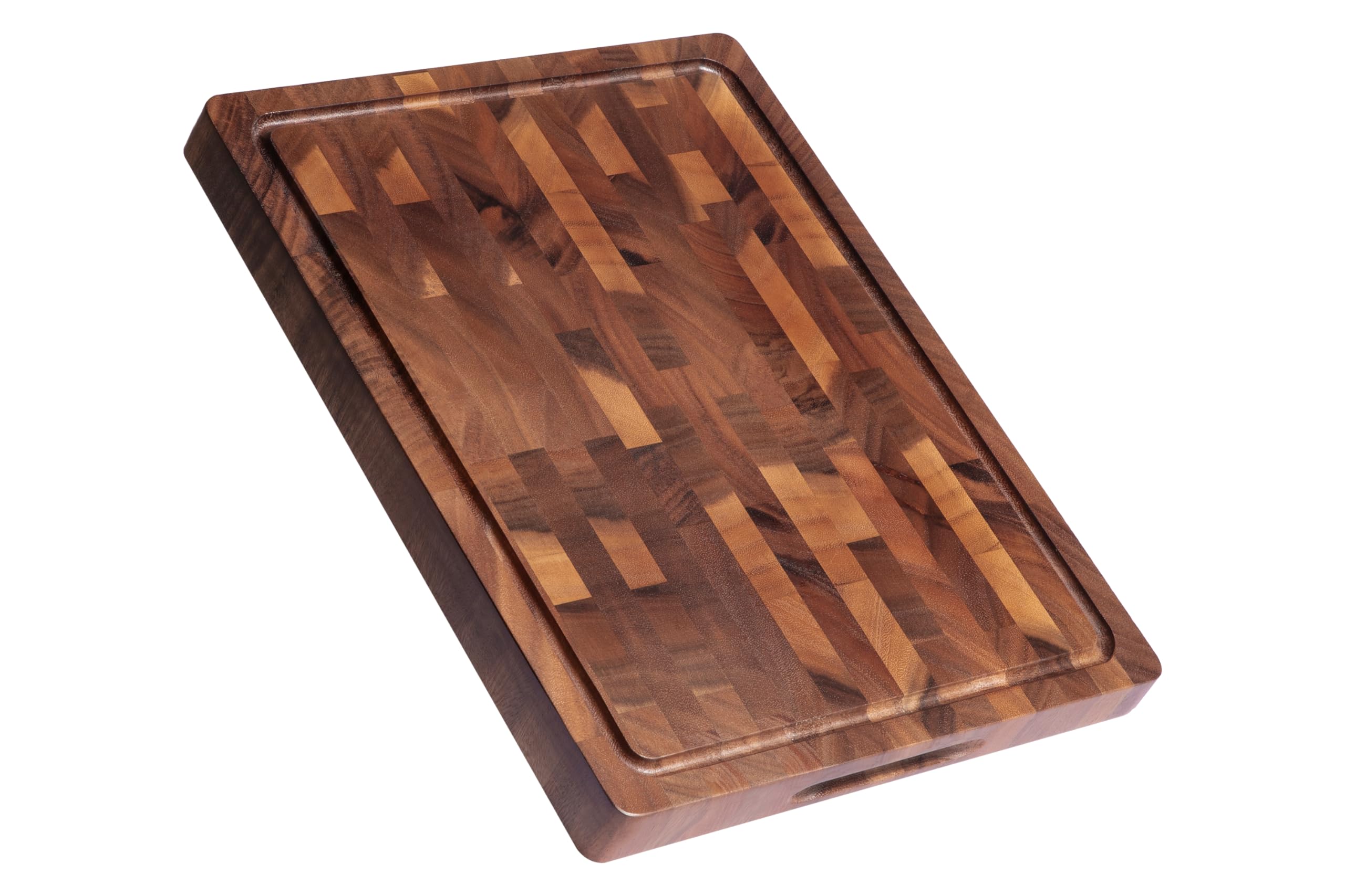 THETCHRY Cutting Boards for Kitchen, Design in USA Large Acacia Wood Chopping Board, Herringbone Cutting Board with Juice Groove
