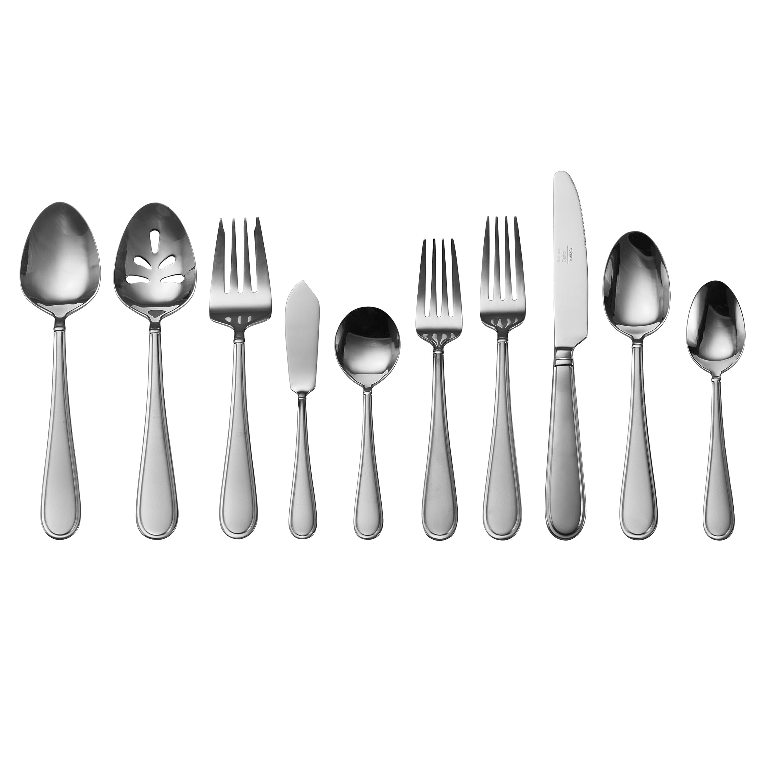 Gourmet Basics By Mikasa Westfield Frost 45-Piece Stainless Steel Flaware Set With Serving Utensil Set, Service For 8