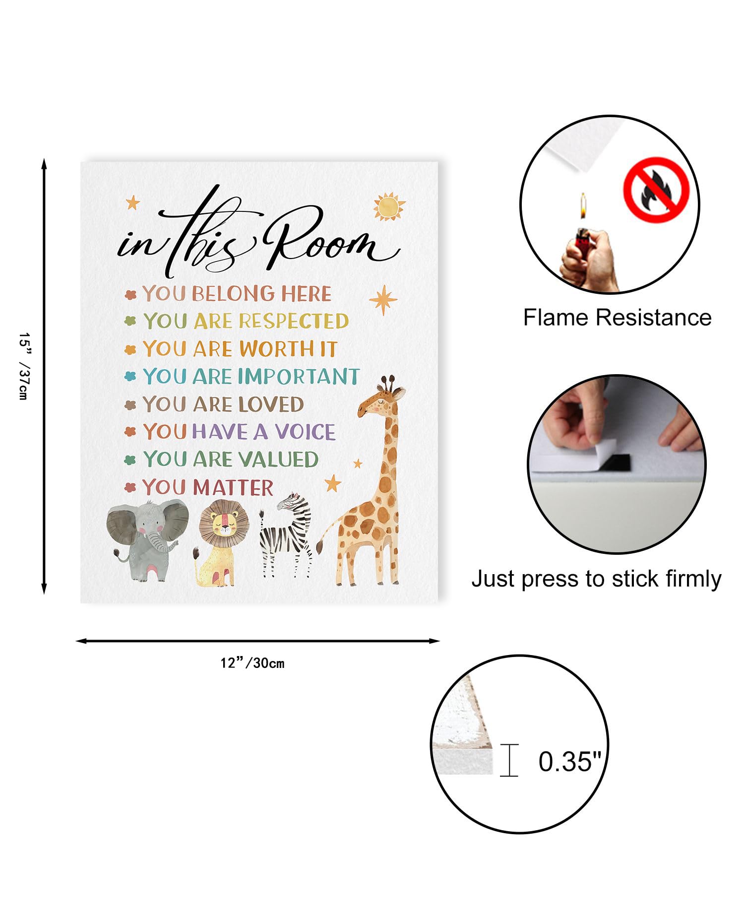 In This Room Wall Decor: Inspirational Diversity Wall Art Boho Classroom Decor Baby Animal Safari Nursery Decor,You Belong Here