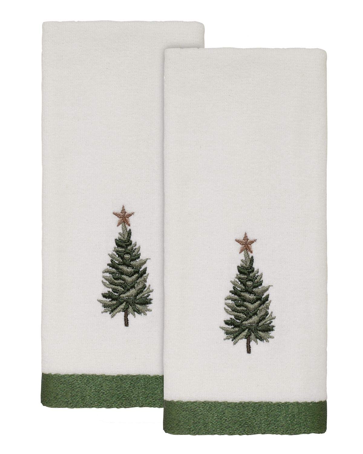 Avanti Linens - Fingertip Towels, Soft & Absorbent Cotton, Ideal Christmas Decorations, Set Of 2 (Trees Collection)