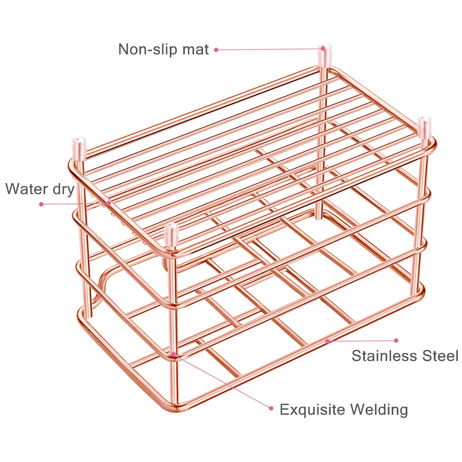 Hblife Large Electric Toothbrush Holder For Bathroom, Rose Gold Stainless Steel Bathroom Accessories Organizer For Small Spaces