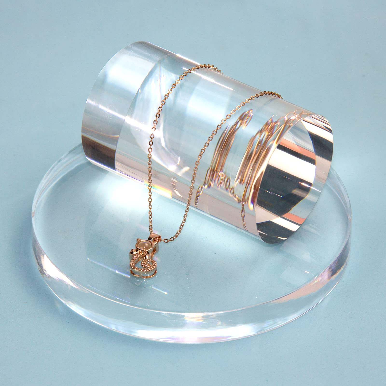 Kcgani Clear Polished Acrylic Cube Cylinder Round Photo Props, Transparent Solid Acrylic Display Blocks For Photography Boutique