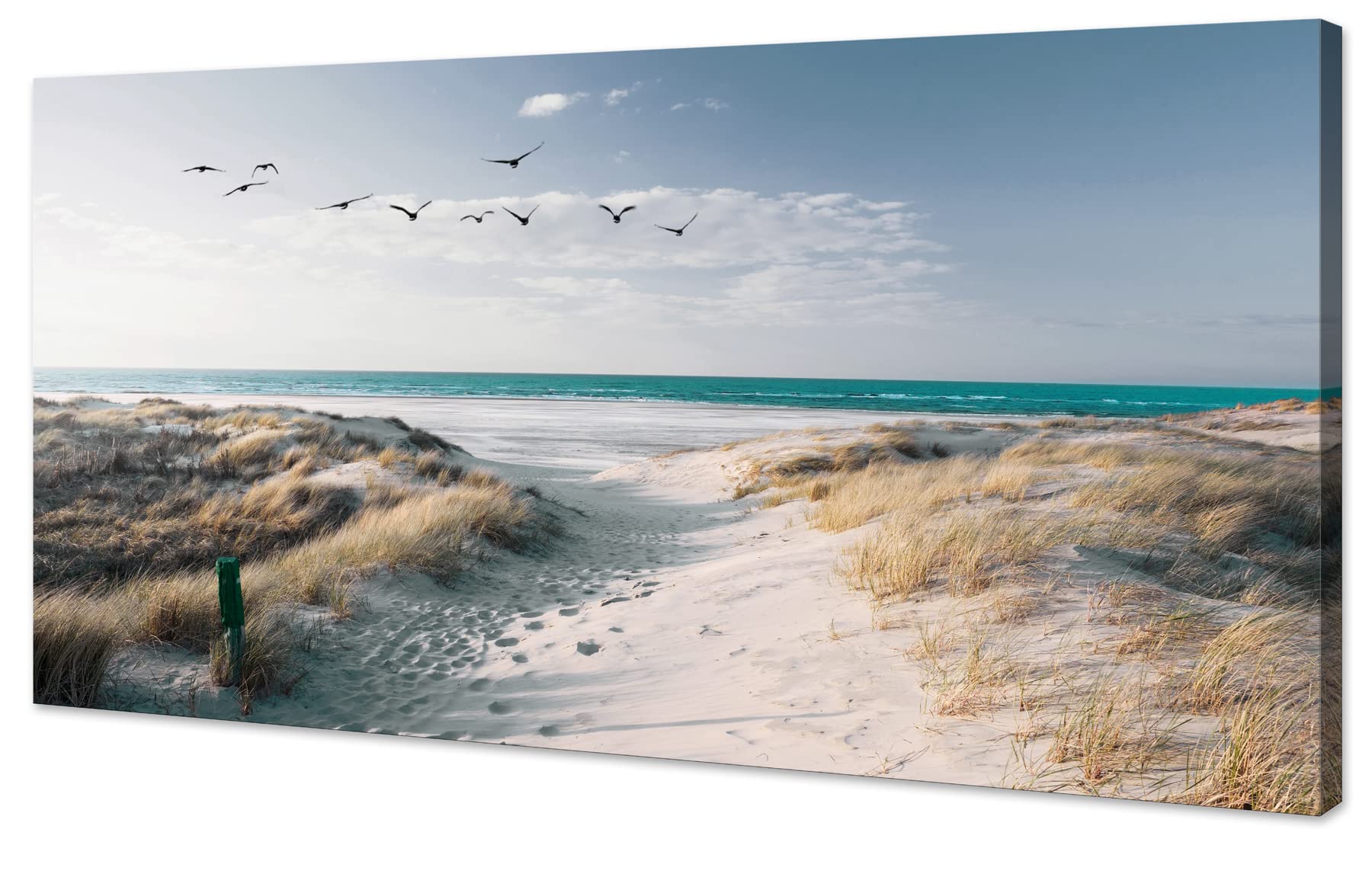 Kzku Beach Wall Decor Ocean Canvas Art Pictures For Bedroom Living Room Offico Framed Bathroom Paintings Prints Sunshine Sea Dun