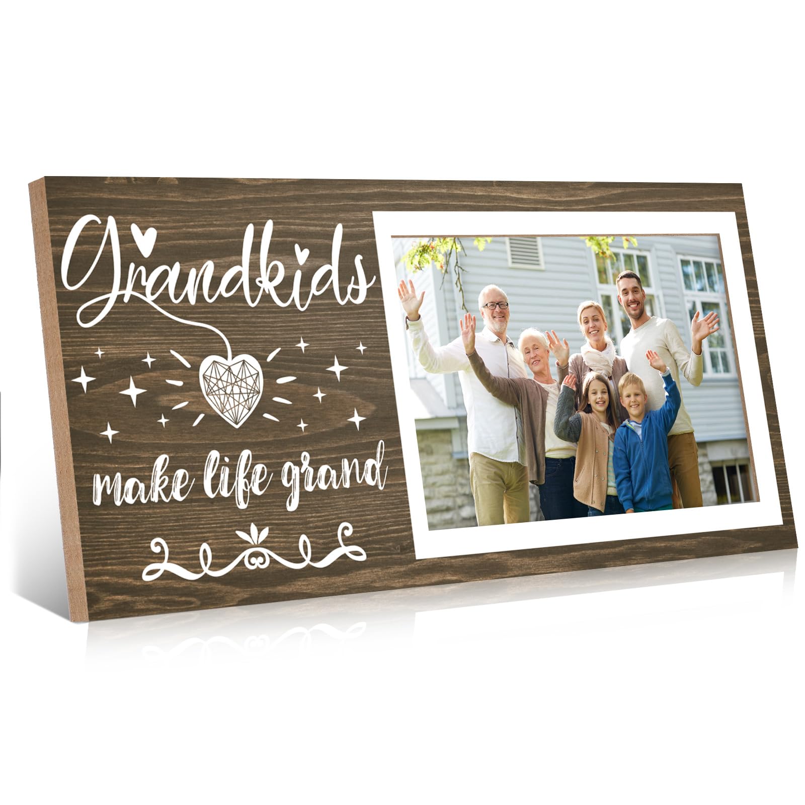 Grandkids Photo Frame -Grandparents Picture Frame Make Life Grand Gifts for Grandma Grandpa from Grandchildren Table Centerpiece