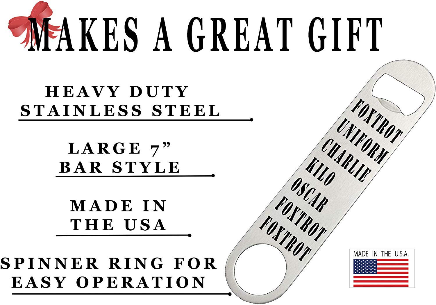 Rogue River Tactical Funny Military Alphabet Speed Bottle Opener Heavy Duty Gift For Veteran
