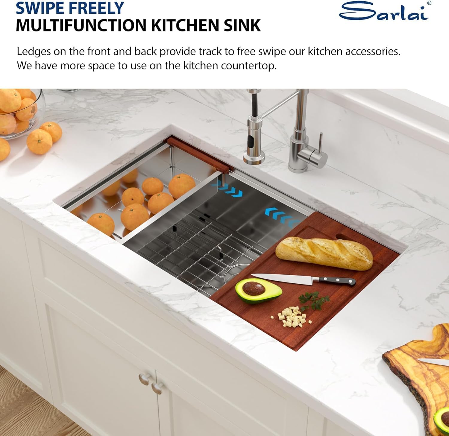32 Kitchen Sink Undermount Stainless Steel - Sarlai 32 x 19 Inch Kitchen Sink Ledge Workstation Deep Single Bowl 16 Gauge Stainless Steel Under Counter Kitchen Sink Basin