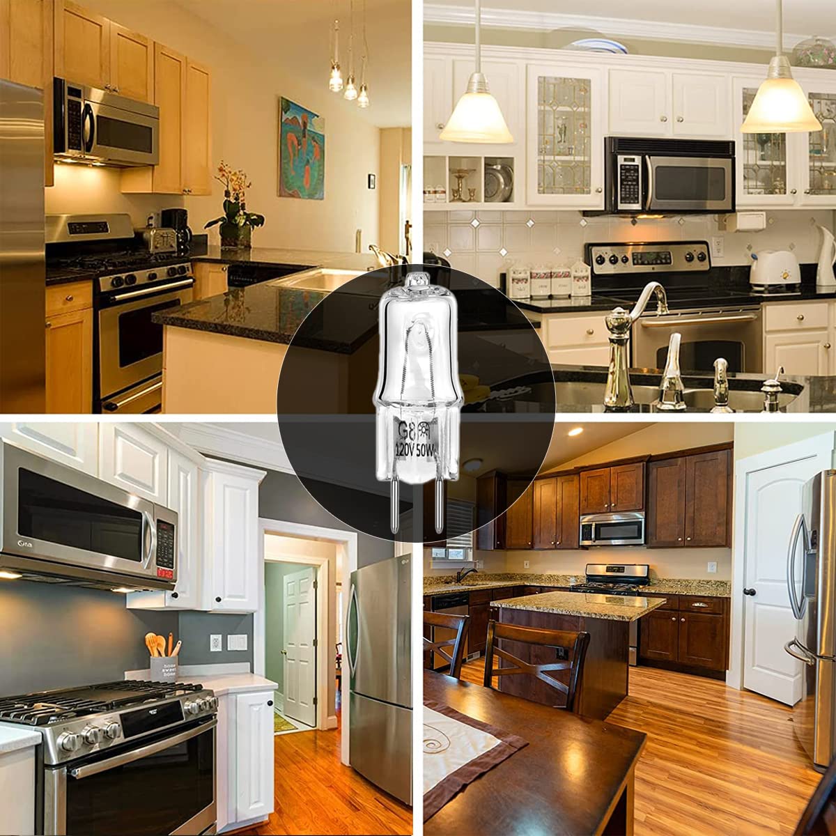 Light Bulb For Ge Microwave Oven- Halogen Light Bulb Fits For Ge Over The Stove Range Microwave Hood,G8/50W/120V,Night Light/Sto