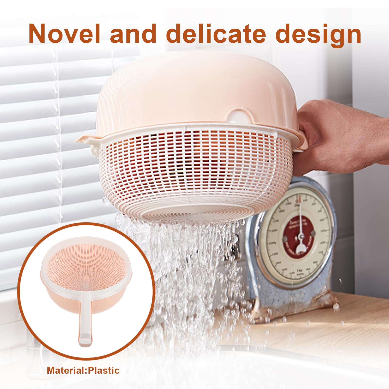 Plastic Handles Rice Wash Basket Layer Drain Basket Kitchen Fruit Vegetable Wash Colanders Kitchen Utensils