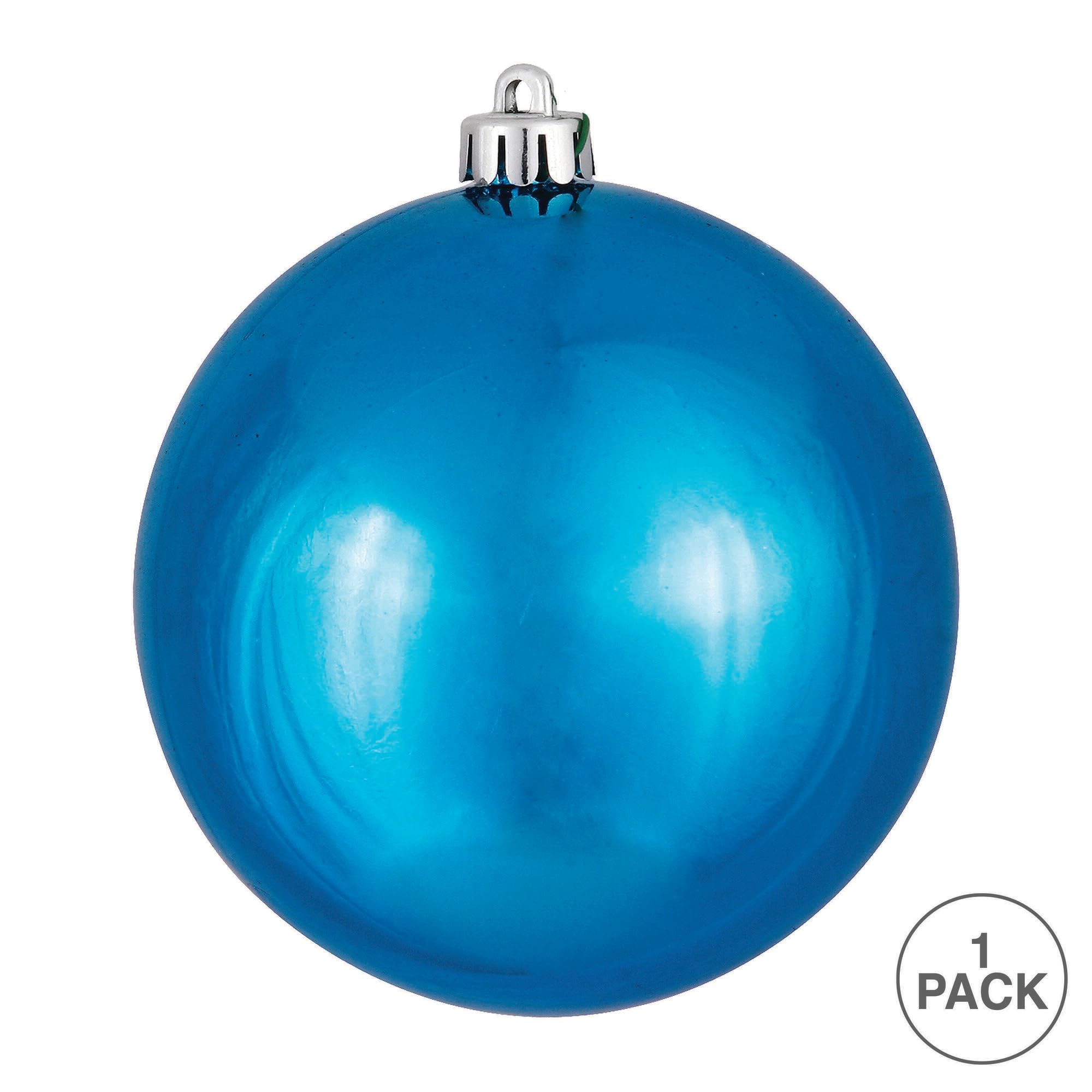 Vickerman 6 Turquoise Shiny Ball Christmas Ornament - 4 Ornaments per Pack - Shatterproof and UV Resistant - Reliable and Durabl