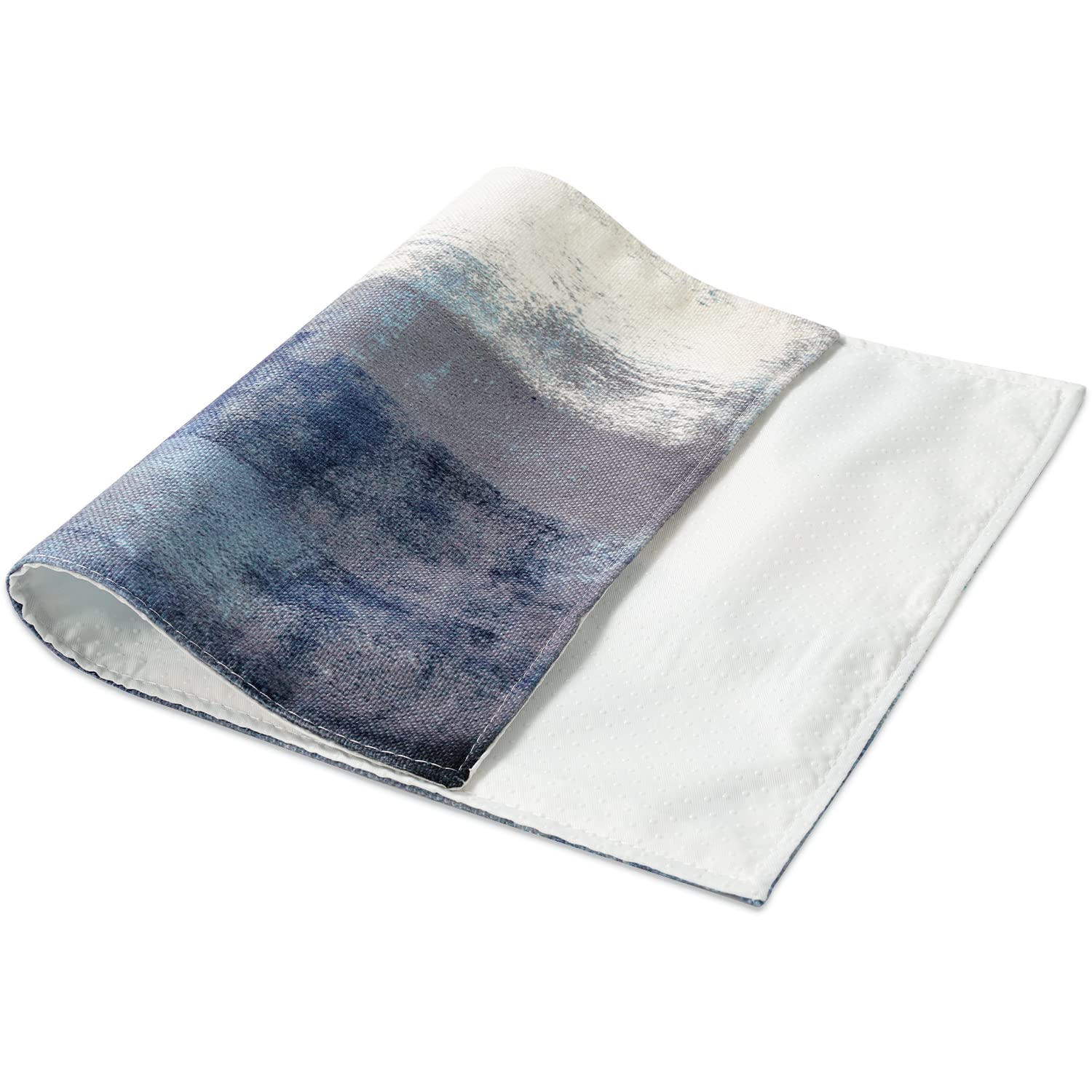 Blue Abstract Art Placemats, White And Grey Modern Art Placemats Set Of 4, Heat Resistant Non-Slip Artwork Dining Placemats, Was