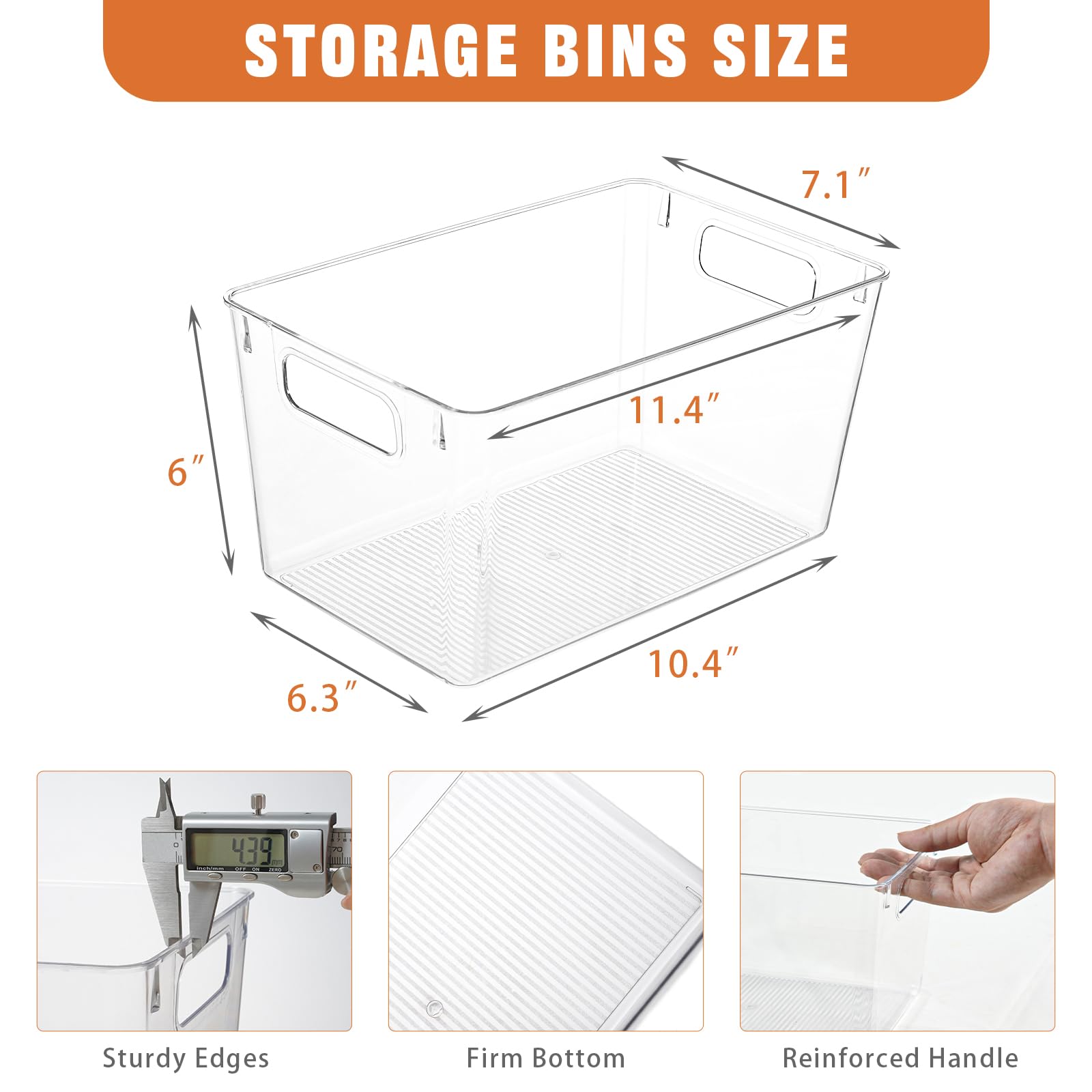 6 Pack Organizers And Storage, Pantry Organization And Storage Bins, Cabinet Organizer, Clear Plastic Storage Containers With Ha