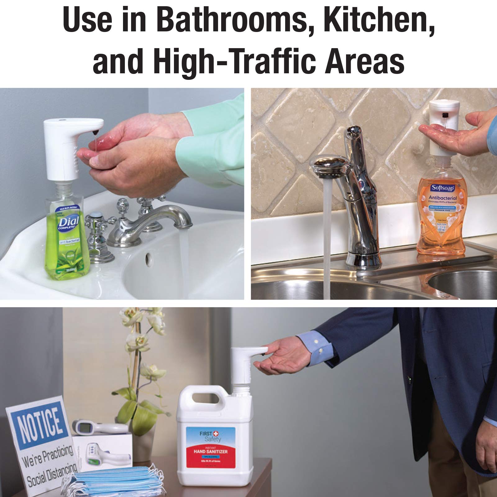 First Safety Touchless Pump For Liquid Hand Soap And Hand Sanitizer (Pack Of 6)