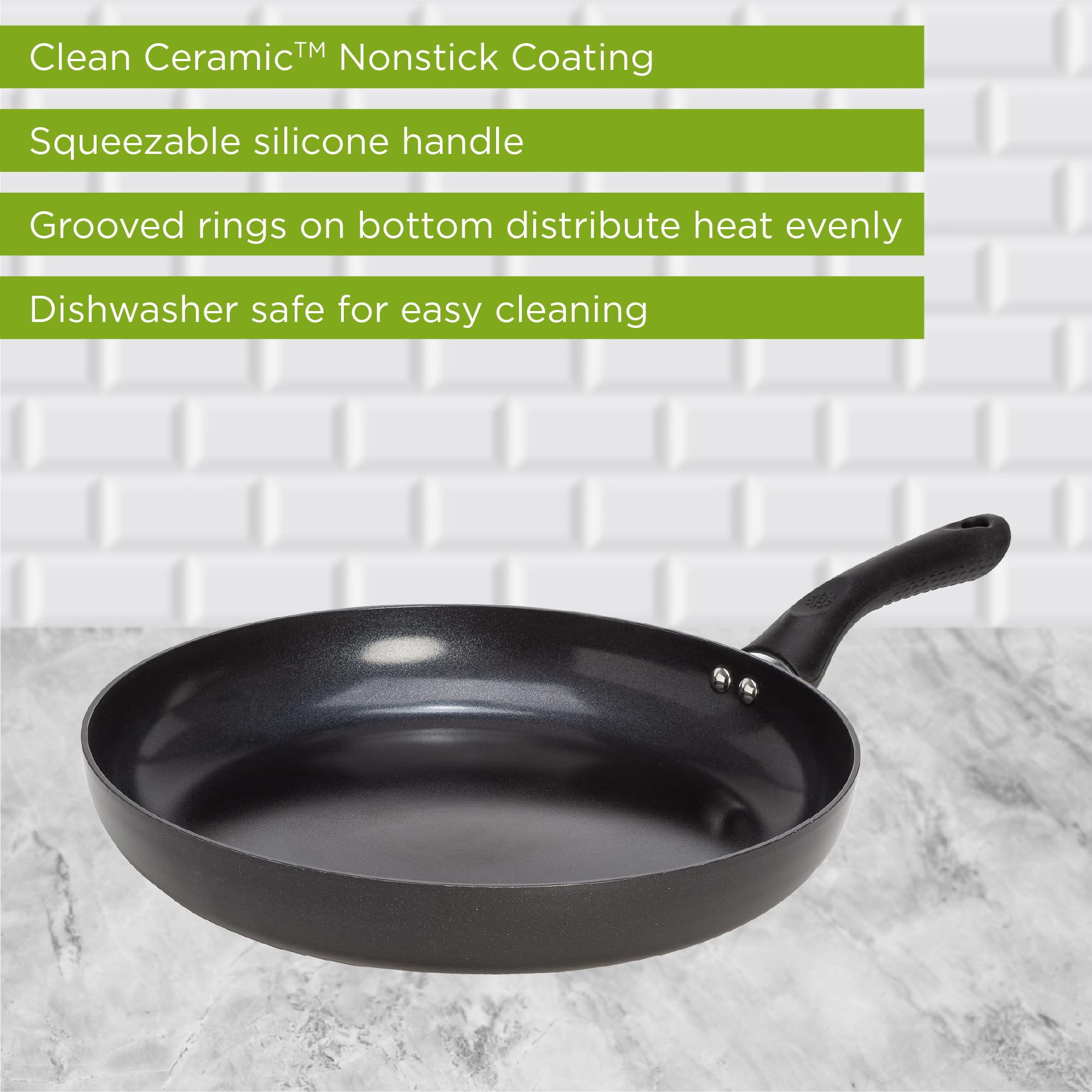 Ecolution Grande Non-Stick Fry Pan With Handle, Aluminum, 12.5'' Large, Black