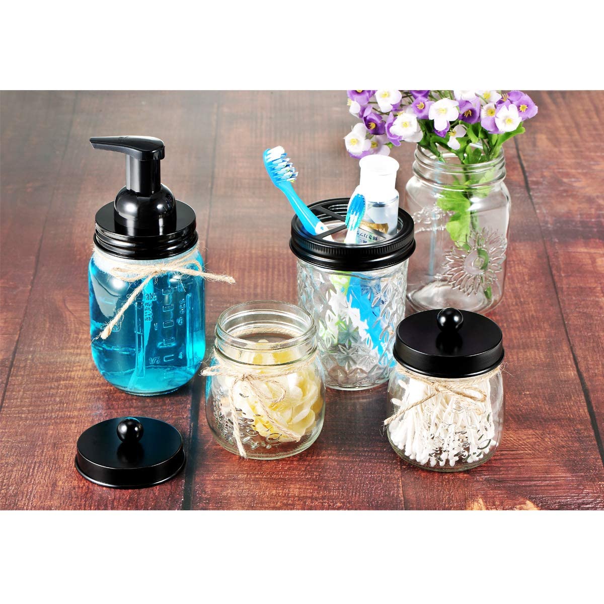 Mason Jar Foaming Soap Dispenser - Rustproof Stainless Steel Lidbpa Free Pump,With Chalkboard Labels - Rustic Farmhouse Decor Ha