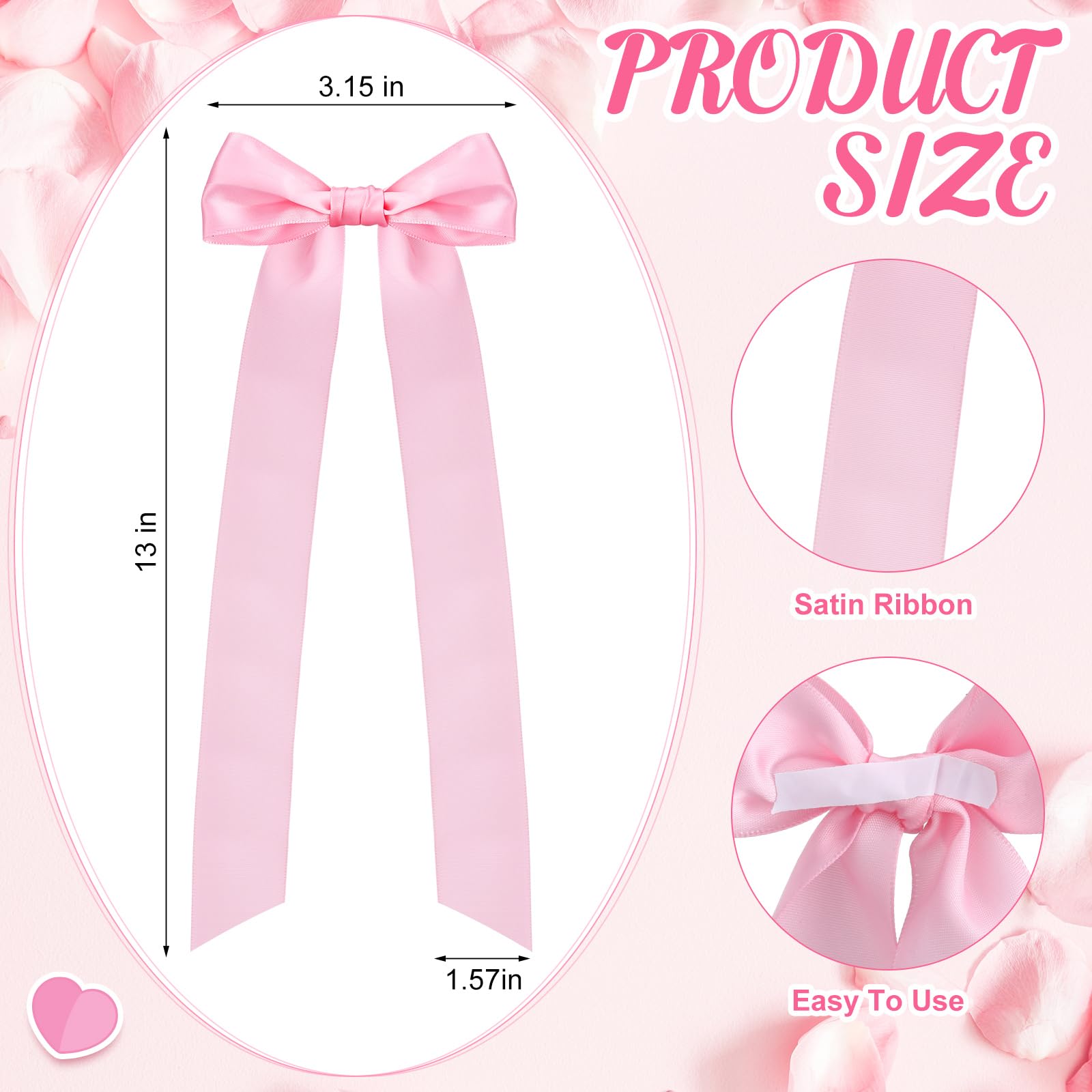 Teenyyou 12 Pcs Pink Christmas Candlestick Bows Decor 13 Inch Large Coquette Decorations Bows for Table Self Adhesive Candle Hol