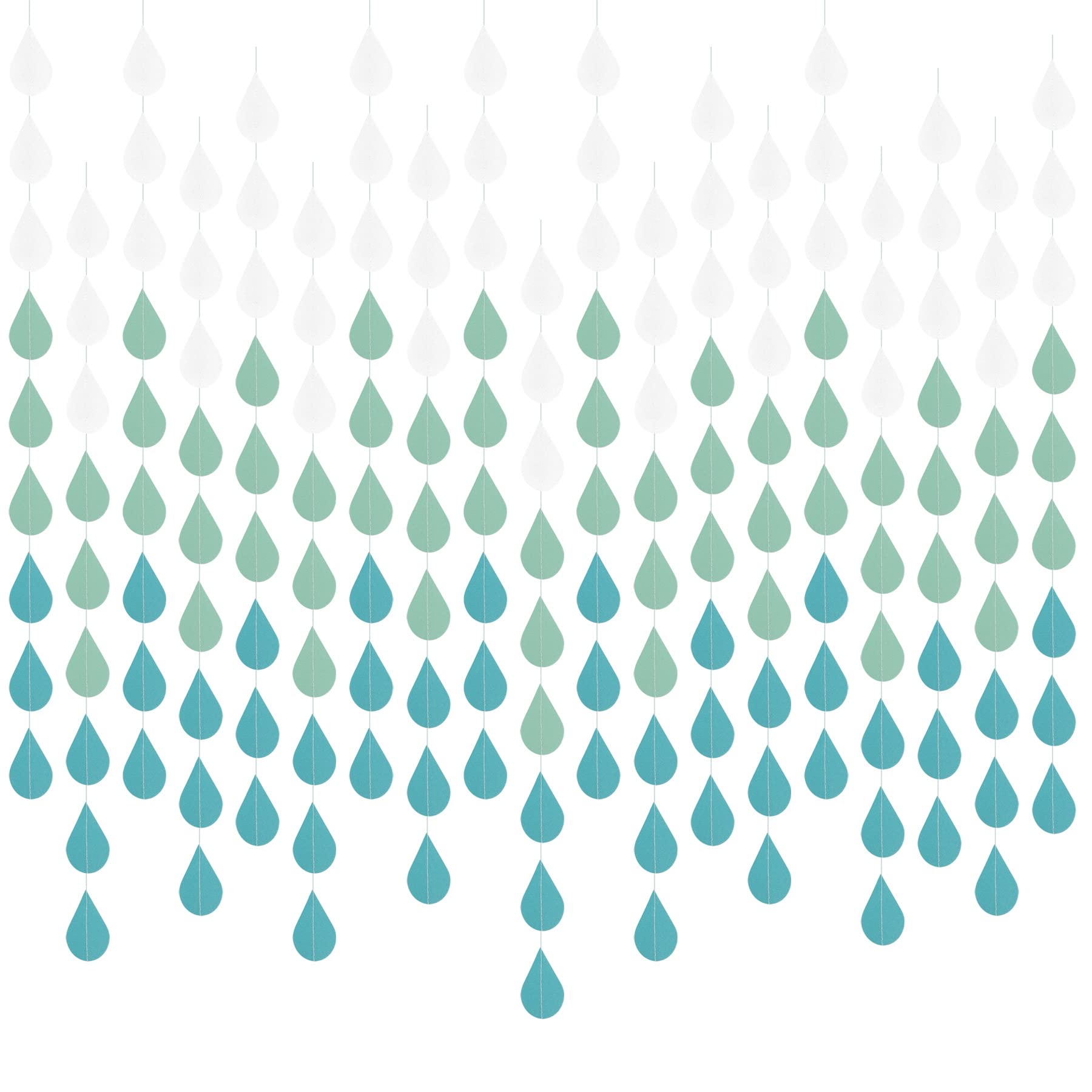 Auear, Raindrop Garland Blue Paper Hanging For Decor (36 Pack)