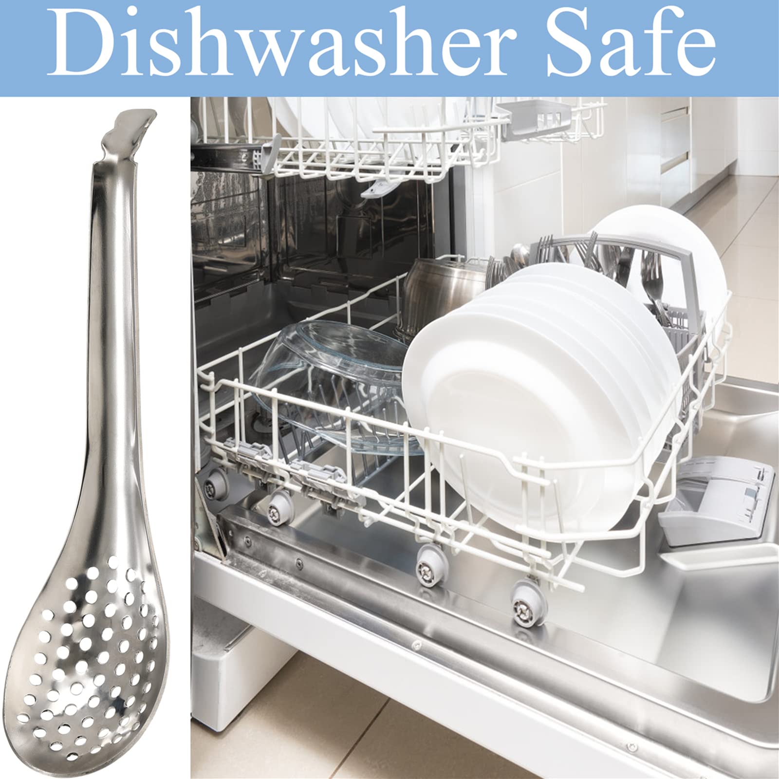 Deayou 10 Pcs Slotted Serving Spoons, 18/10 Stainless Steel Perforated Spoon, 6.5'' Spherification Spoon, Small Plating Spoon Fo