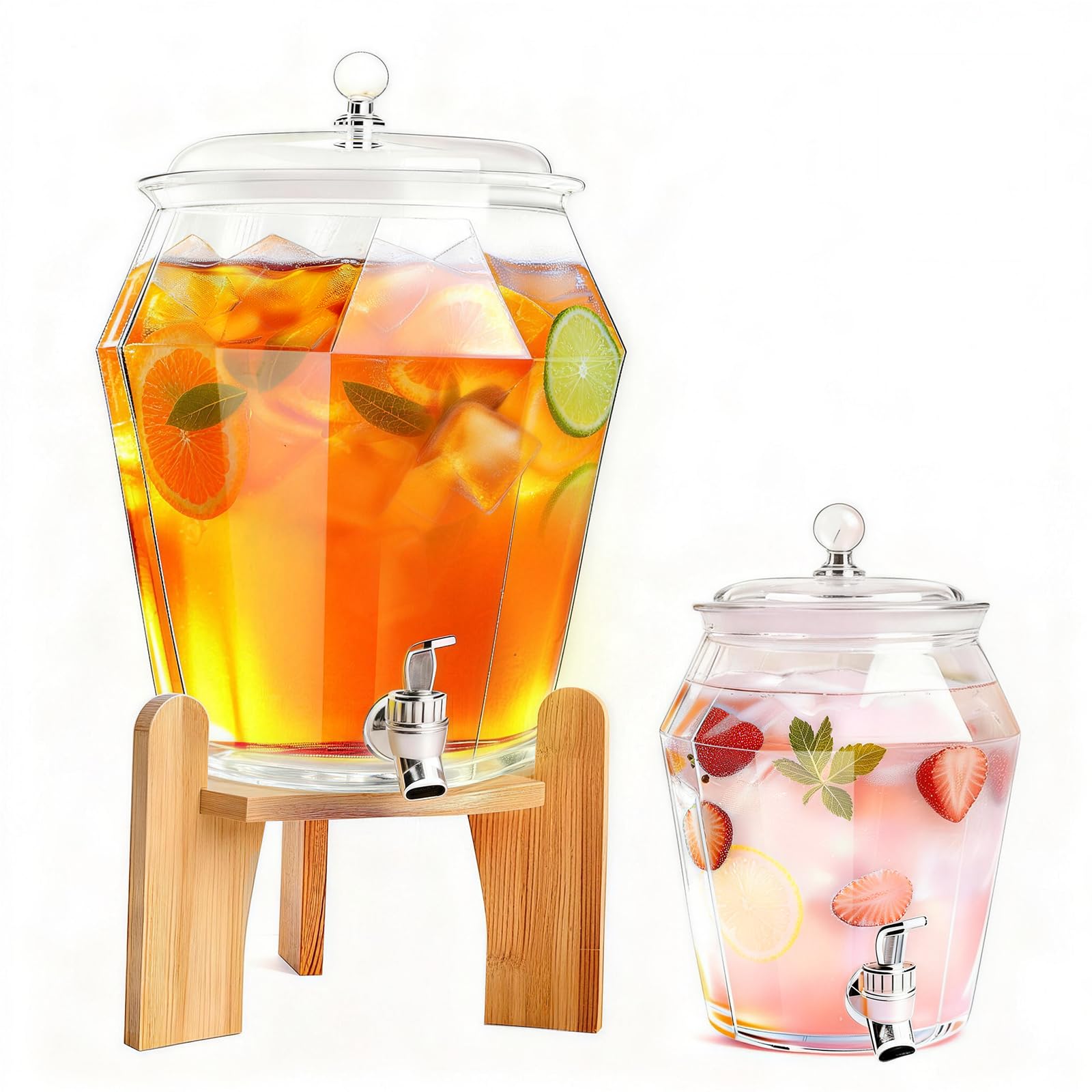 Bawanglo 2 PCS Drink Dispenser Set, (1.85 & 0.69 Gal) 2.5 Gallon Capacity
