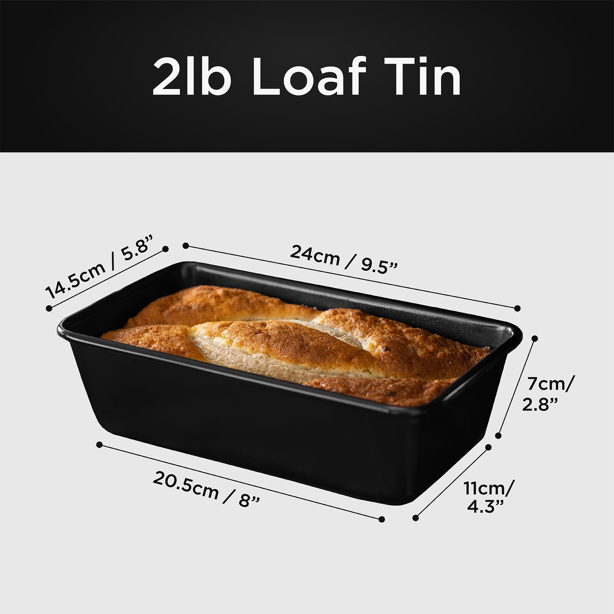 Wrenbury 2lb Loaf Pan - Non-Stick Carbon Steel Baking Tin - Heavy Gauge Black 9.5" Model WB01LT02