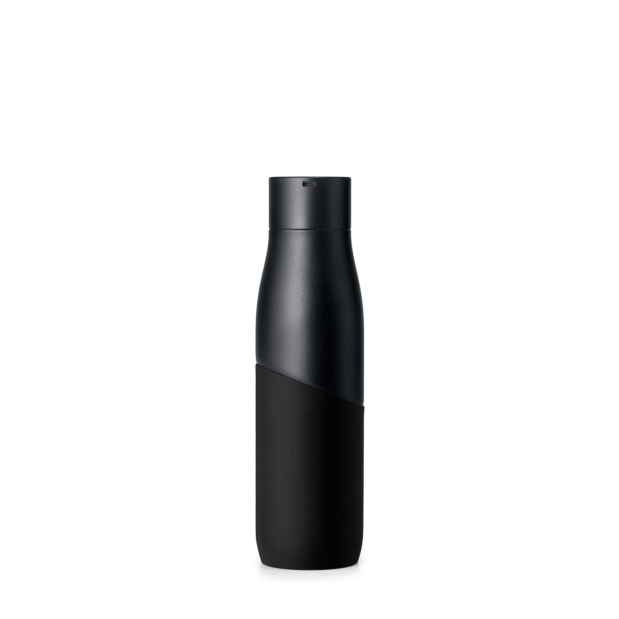 LARQ Bottle Movement PureVis - Lightweight Self-Cleaning and Non-Insulated Stainless Steel Water Bottle with UV Water Sanitizer  24oz  Black/Onyx