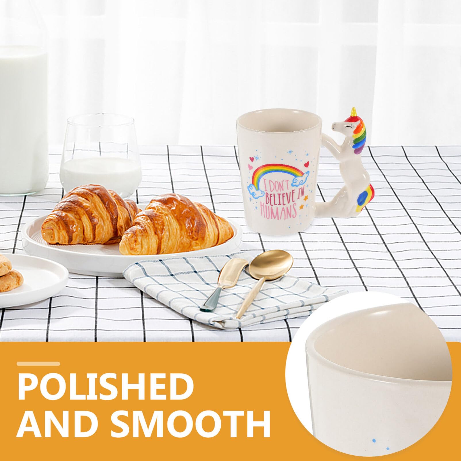 Hemoton 3D Unicorn Coffee Mug, 12Oz/350ml Cute Unicorn Ceramic Mug for and Adults (I dont Believe in Humans)