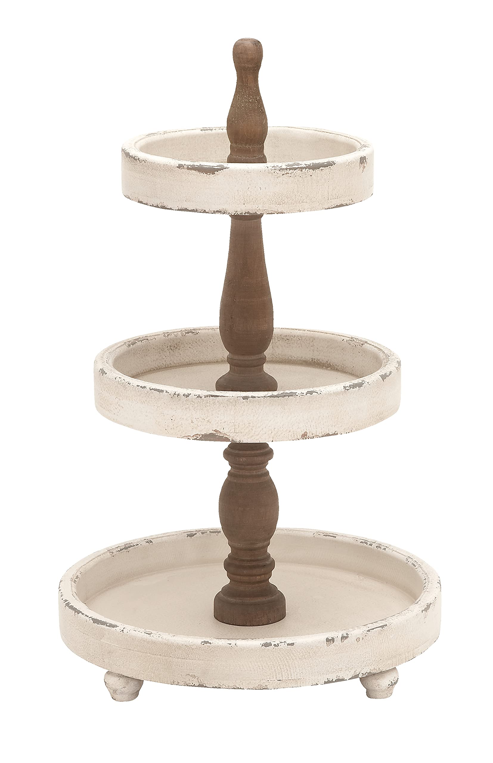 Deco 79 Wood 3 Tiered Tiered Server, 15 x 15 x 24, White
