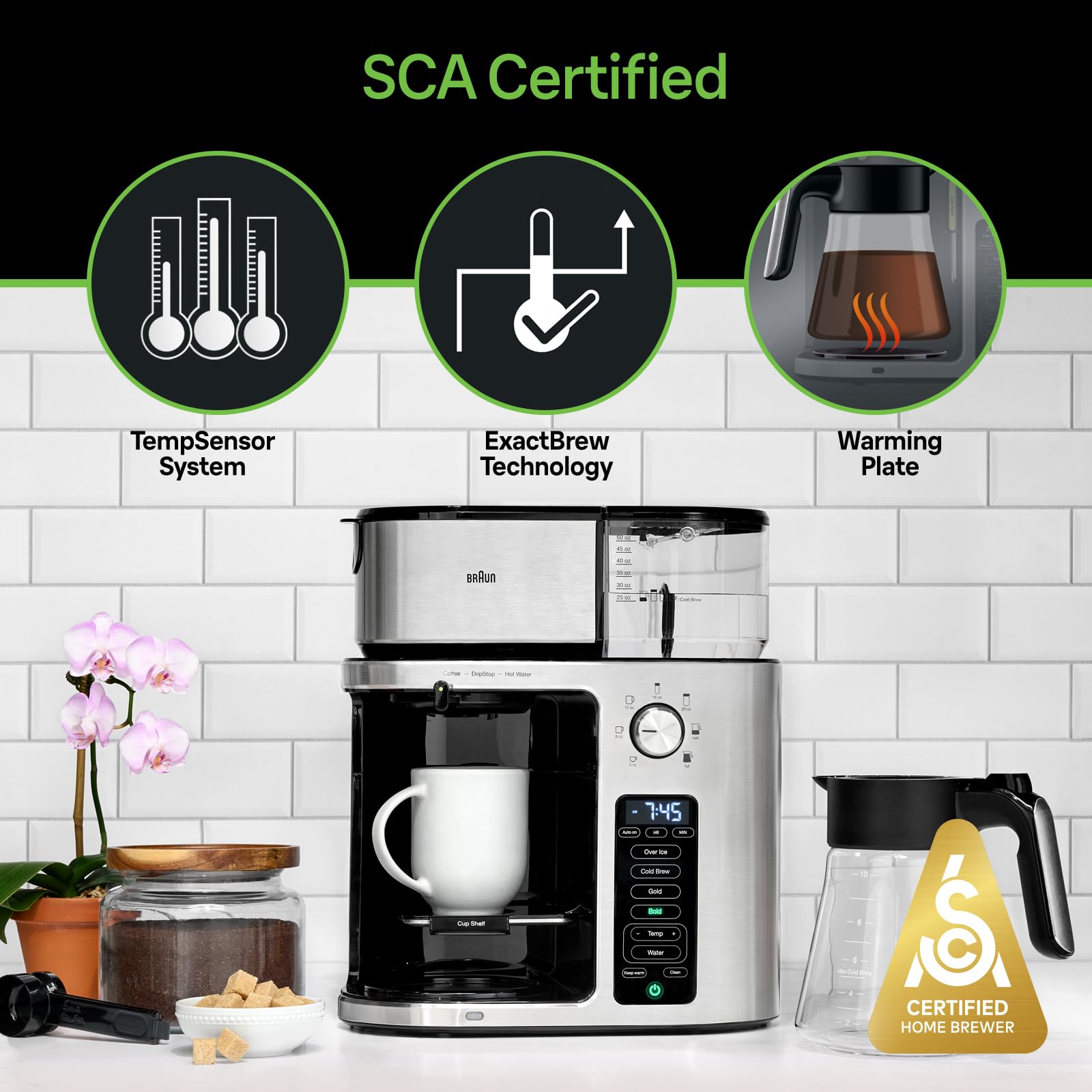 Braun Multiserve Plus 10- Cup Pod Free Drip Coffee Maker, 7 Brew Sizes/Hot & Cold Brew & Hot Water For Tea, Kf9370Si