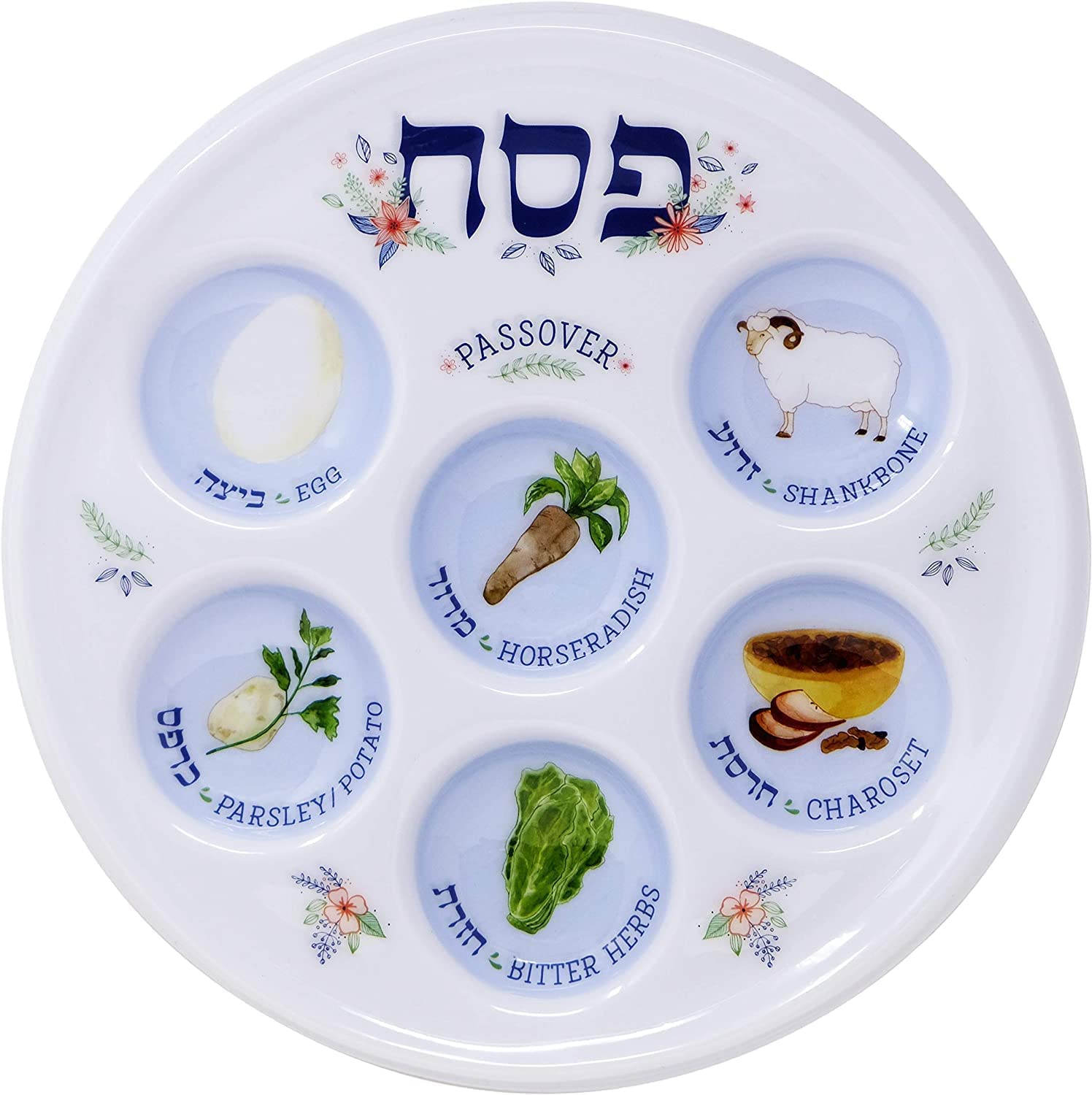 The Dreidel Company Passover Seder Plate Deluxe Quality Plastic 10'' Disposable Plates (Pack of 2)