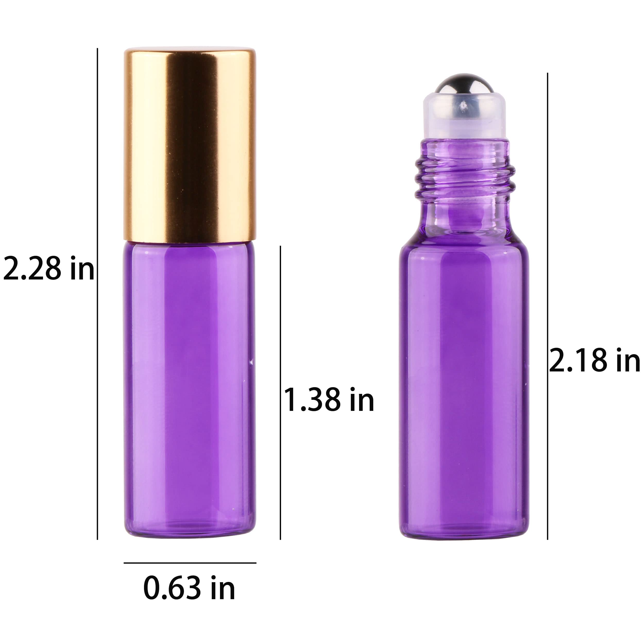 Maxmau Pack Of 100,5Ml Colored Roller Bottles For Essential Oils Perfume Refillable Glass Bottle Stainless Steel Roll On Ball Me