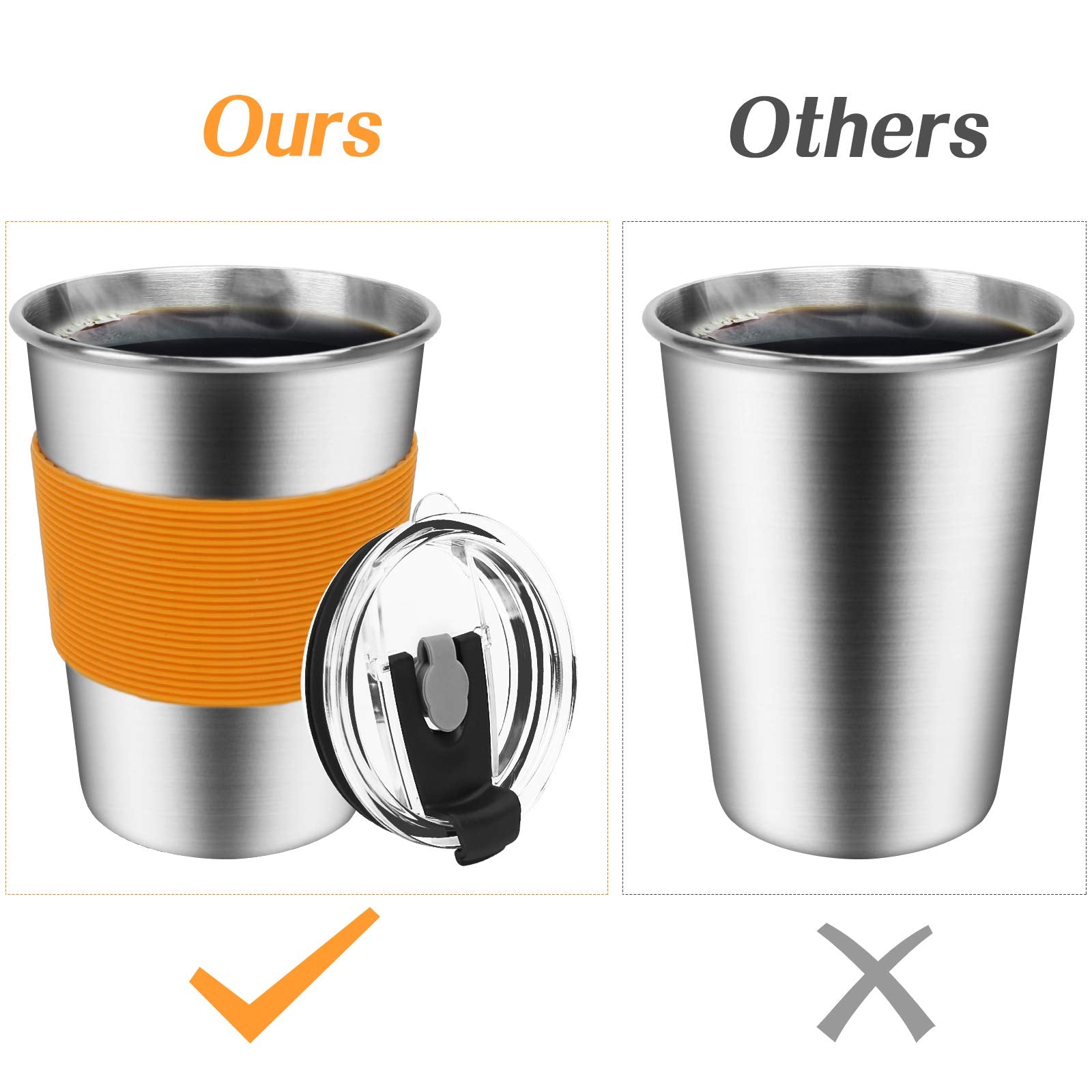 Kids Stainless Steel Cups, Kids Metal Drinking Glasses With Lids, Stainless Steel Straws And Sleeves, 12Oz Reusable Water Tumble