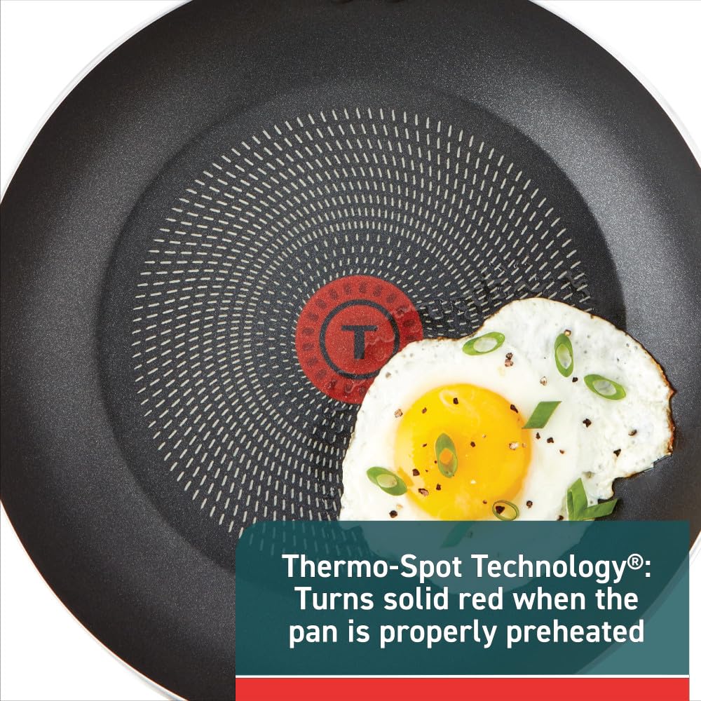 T-fal Initiatives Nonstick Cookware Set 6 Piece Oven Safe 350F Cookware, Pots and Pans, Oven, Broil, Dishwasher Safe Gray
