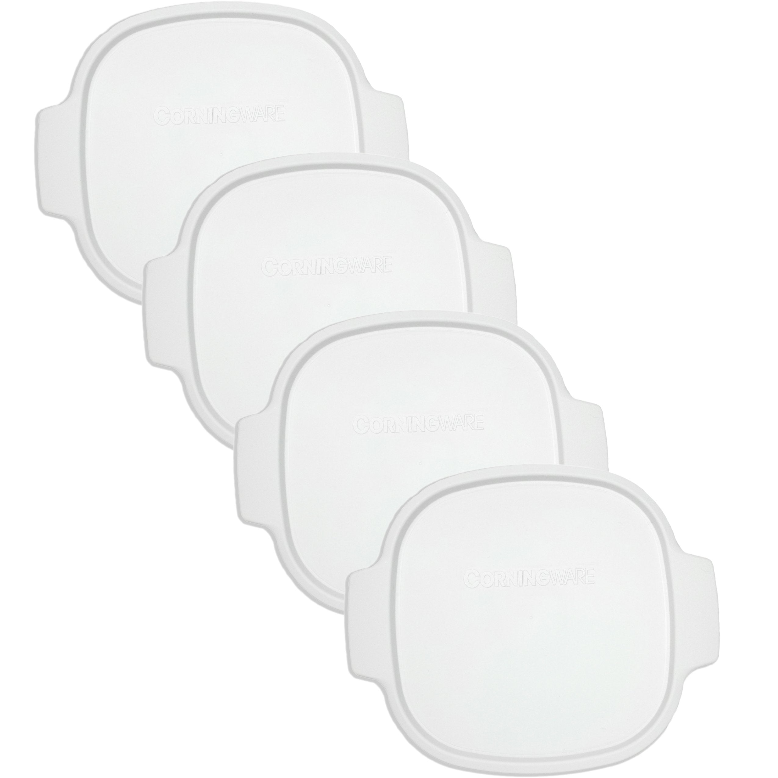 Corningware Stovetop A-2-PC 2-Quart/3-Quart White Square Standard 10.5 x 9 Plastic Storage Lid - 4 Pack (Lid Only - Dish NOT Inc