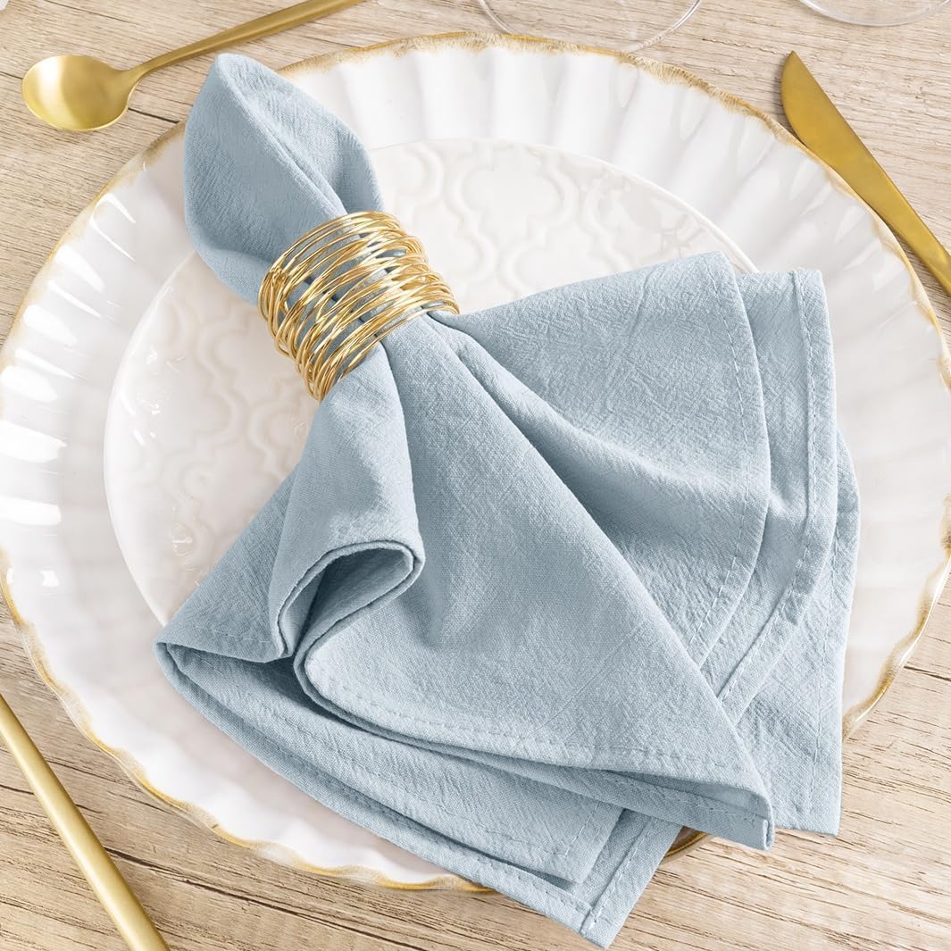 Mlmw Silver Blue Cloth Napkins Set Of 6 Spring Linen Cotton Dinner Napkins Cloth Bulk Washable 16''  16'' For Wedding Party Baby