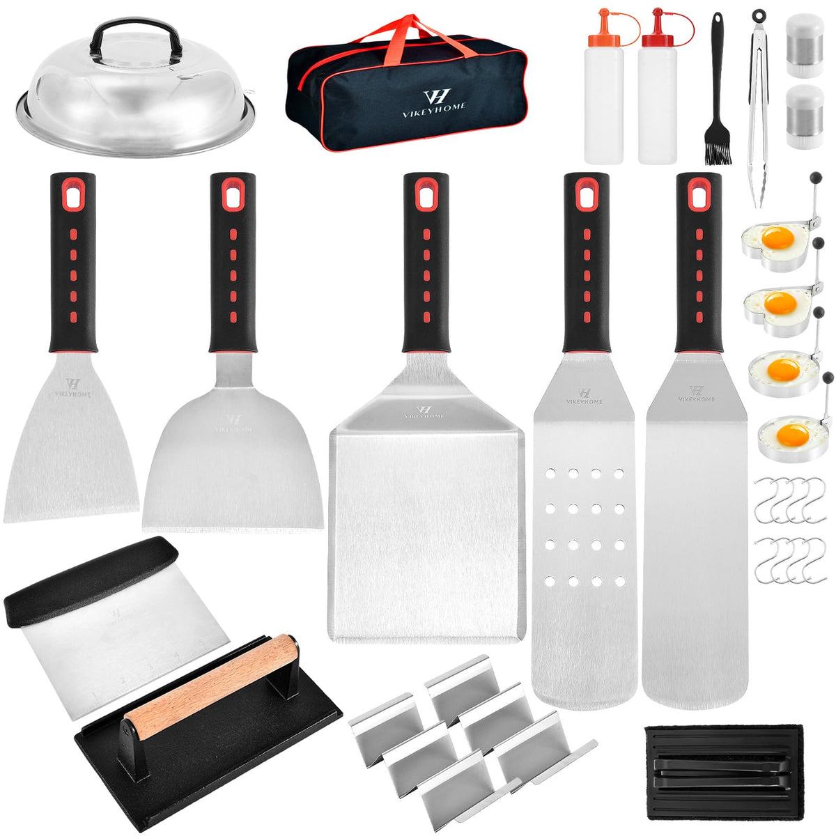 Griddle Accessories Kits, 30 Pcs Griddle Grill Tools Set, Professional Grill Bbq Spatula Set With Basting Cover, Spatula, Scrape