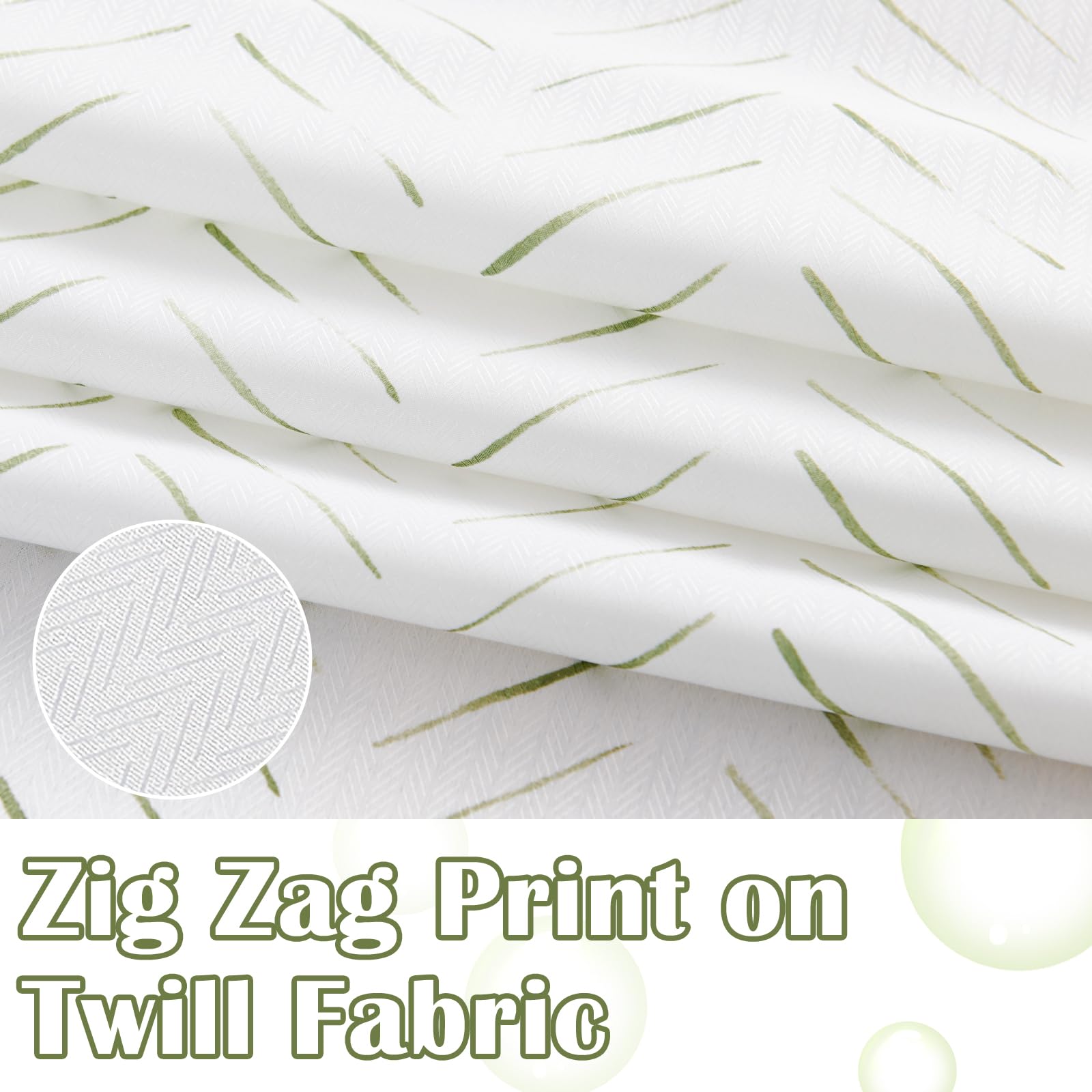 jinchan Green and White Shower Curtain Herringbone Fabric Shower Curtain Zig Zag Inky Chevron Farmhouse Shower Curtain Zigzag Modern Shower Curtain for Bathroom Waterproof Hooks Included 70x72 inch