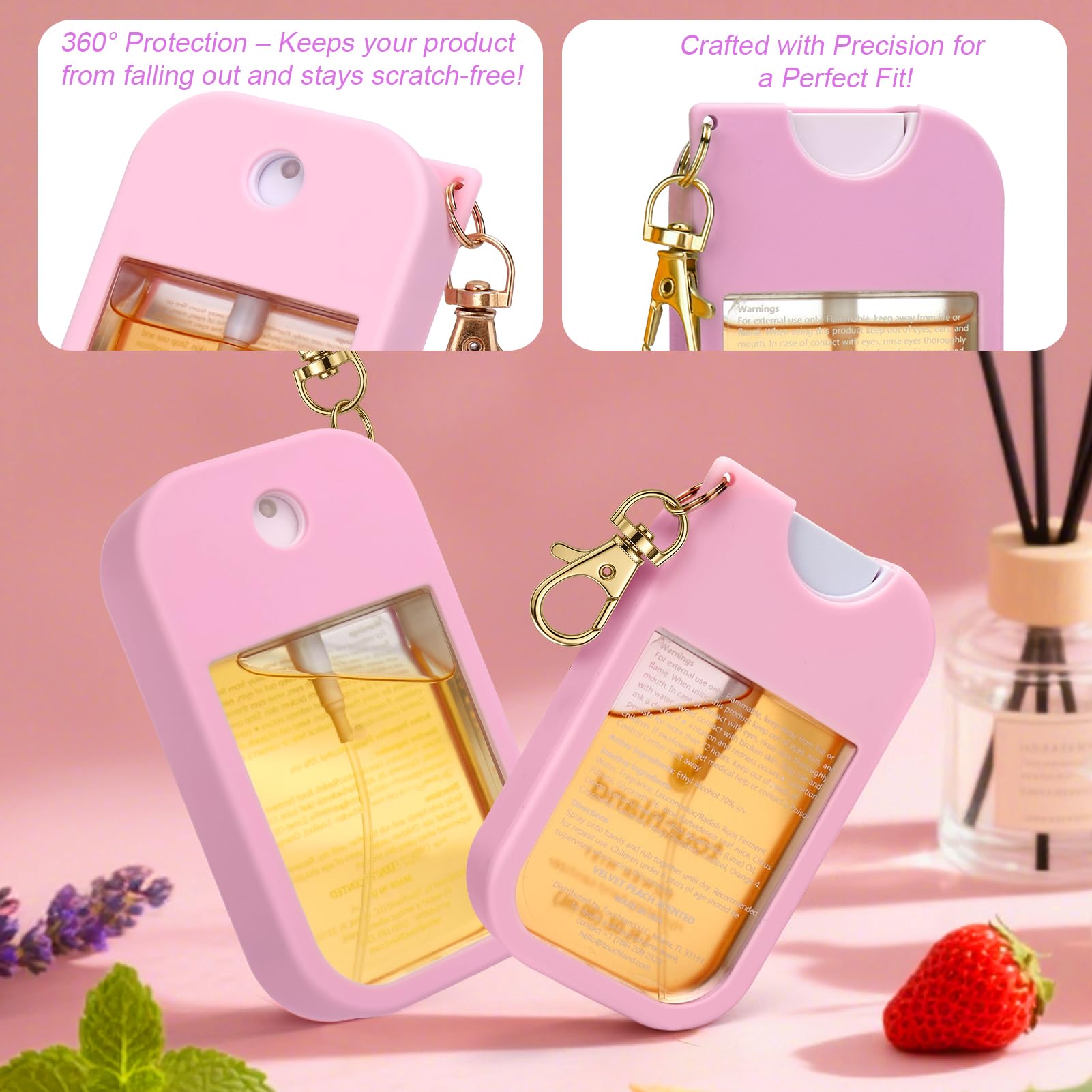 Aiersa 3Pcs Hand Sanitizer Spray Case Compatible With Touchland, Silicone Hand Sanitizer Case Holder With Keychain For Touch Lan