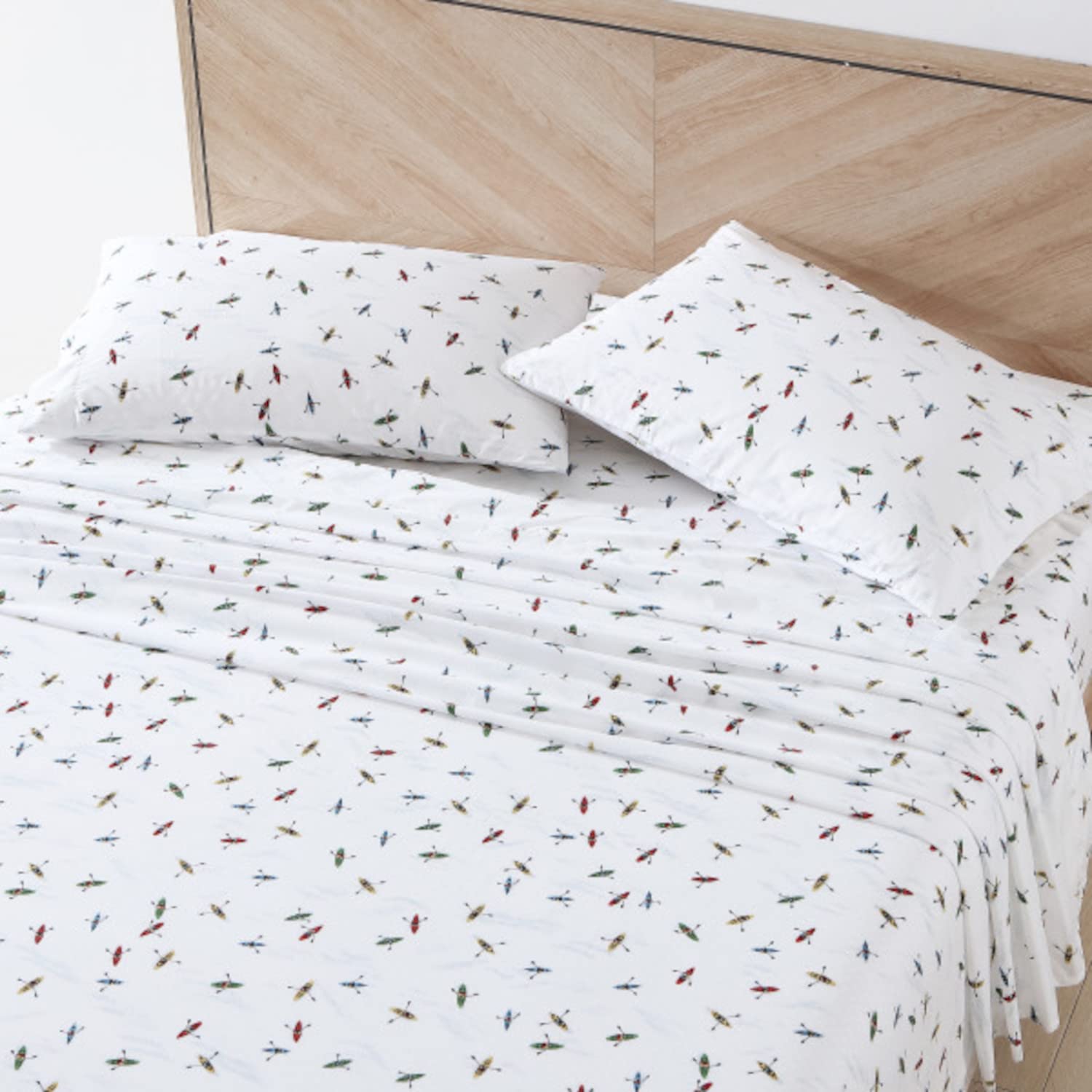 Eddie Bauer - Twin Sheets, Cotton Percale Bedding Set, Crisp  Cool Home Decor (Kayaks, Twin)