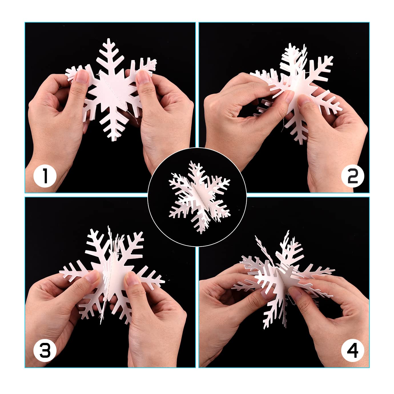 WXJ13 Christmas Hanging Snowflake Decorations, 2 Pack White 3D Snowflake Garland for Winter Xmas Home Decor