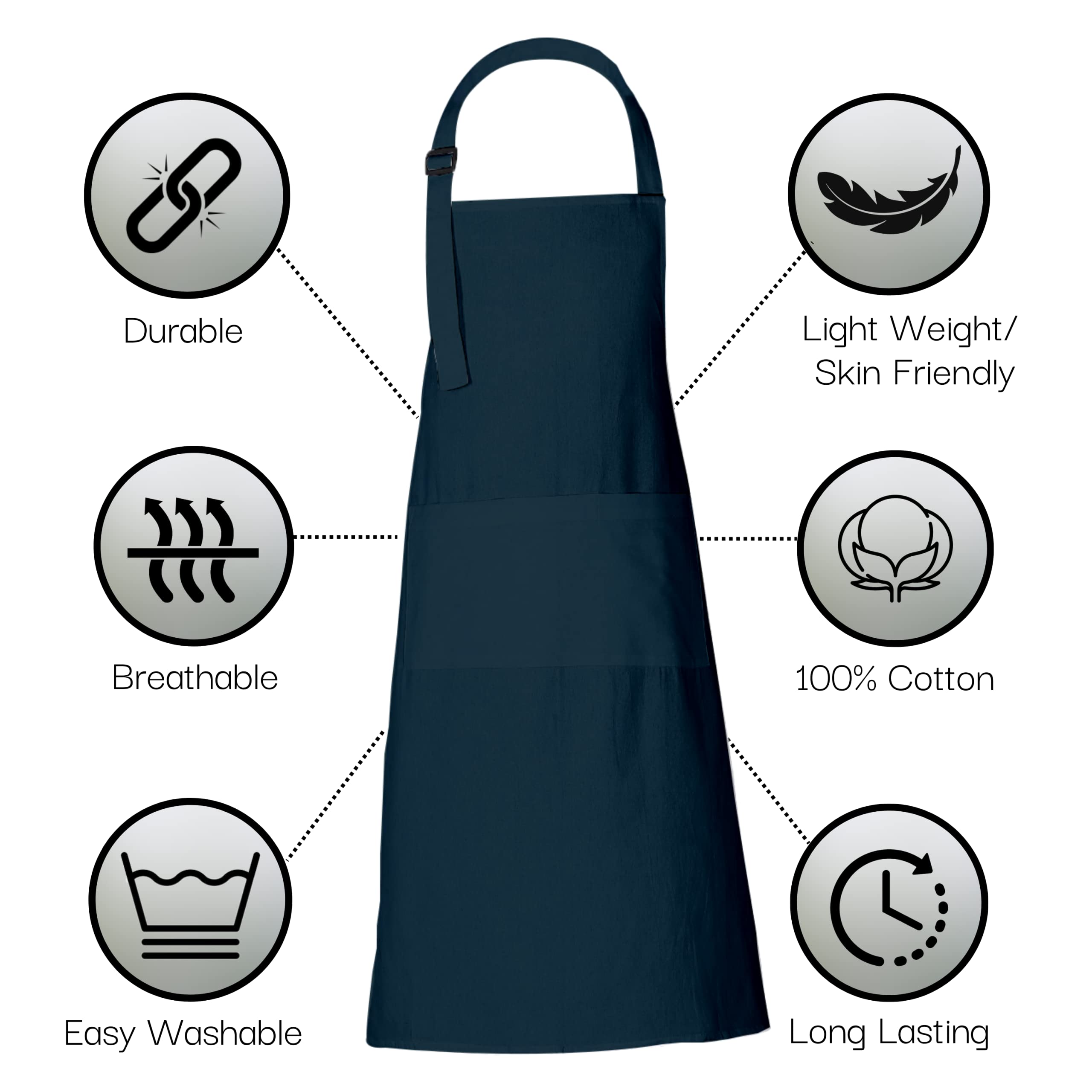 Rajrang Chef Apron For Women Men With Pockets Cotton Kitchen Cooking Long Aprons Reflecting Pond - 35X27 Inches