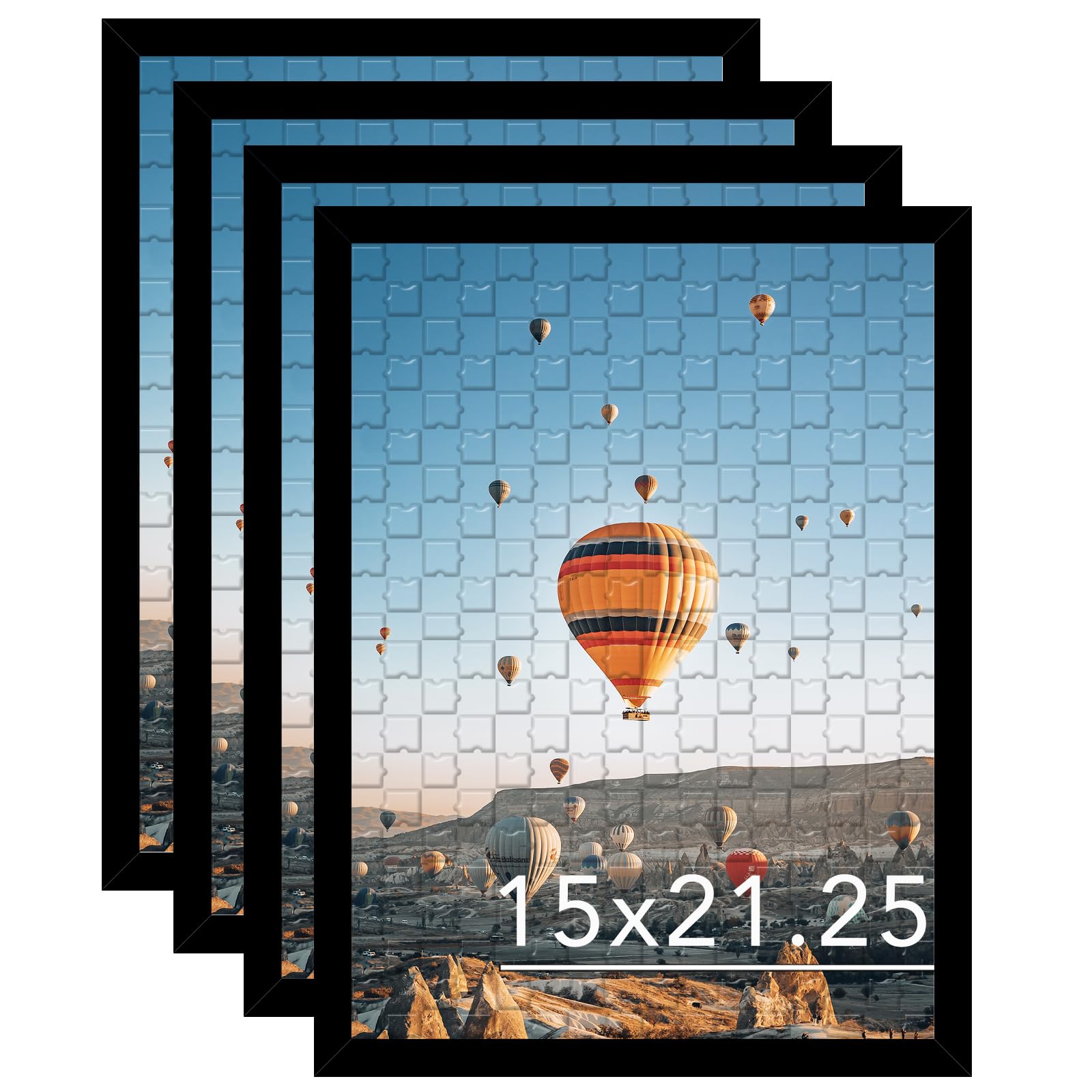 JCJMY 15x21.25 Puzzles Frame Set of 4 Black, Wall Hanging 15 x 21.25 Picture Frame for 15 by 21.25 Poster Photo Canvas Picture P