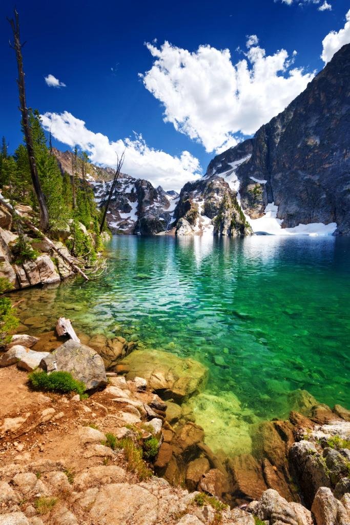 Summer Clouds Over Goat Lake Sawtooth Mountains Photo Photograph Cool Wall Decor Art Print Poster 24X36