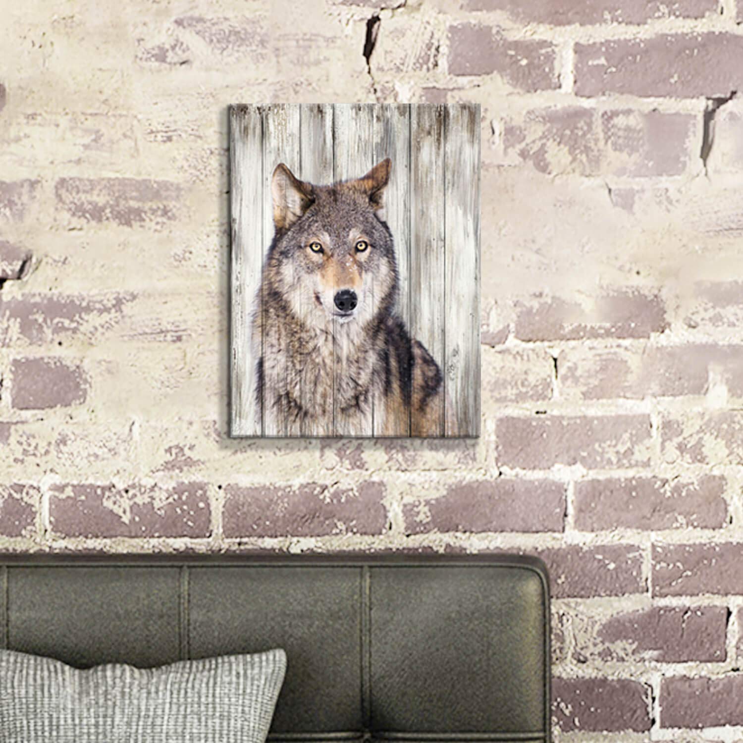 Hardy Gallery Gray Wolf Wall Art Print: Wild Animal Artwork Painting Picture On Canvas Small Size For Kids Room (16'' X 12'')