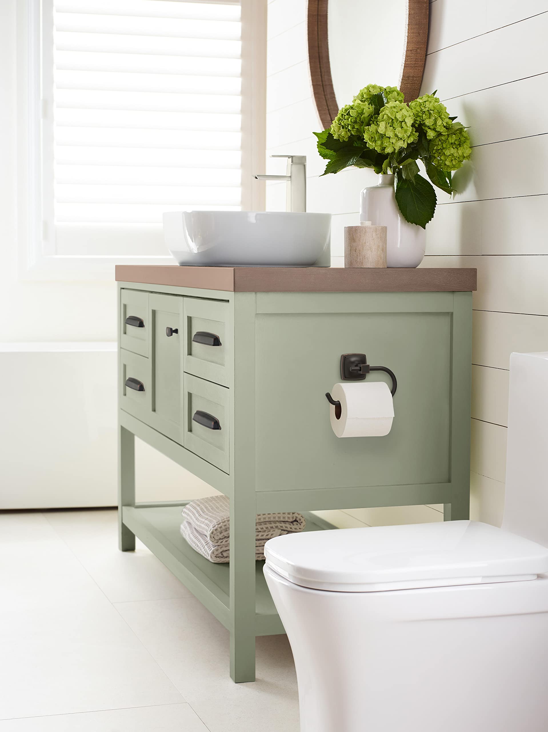 Amerock Bh36091Orb | Oil Rubbed Bronze Single Post Toilet Paper Holder | 7-1/16 In. (179 Mm) Length Toilet Tissue Holder | Statu