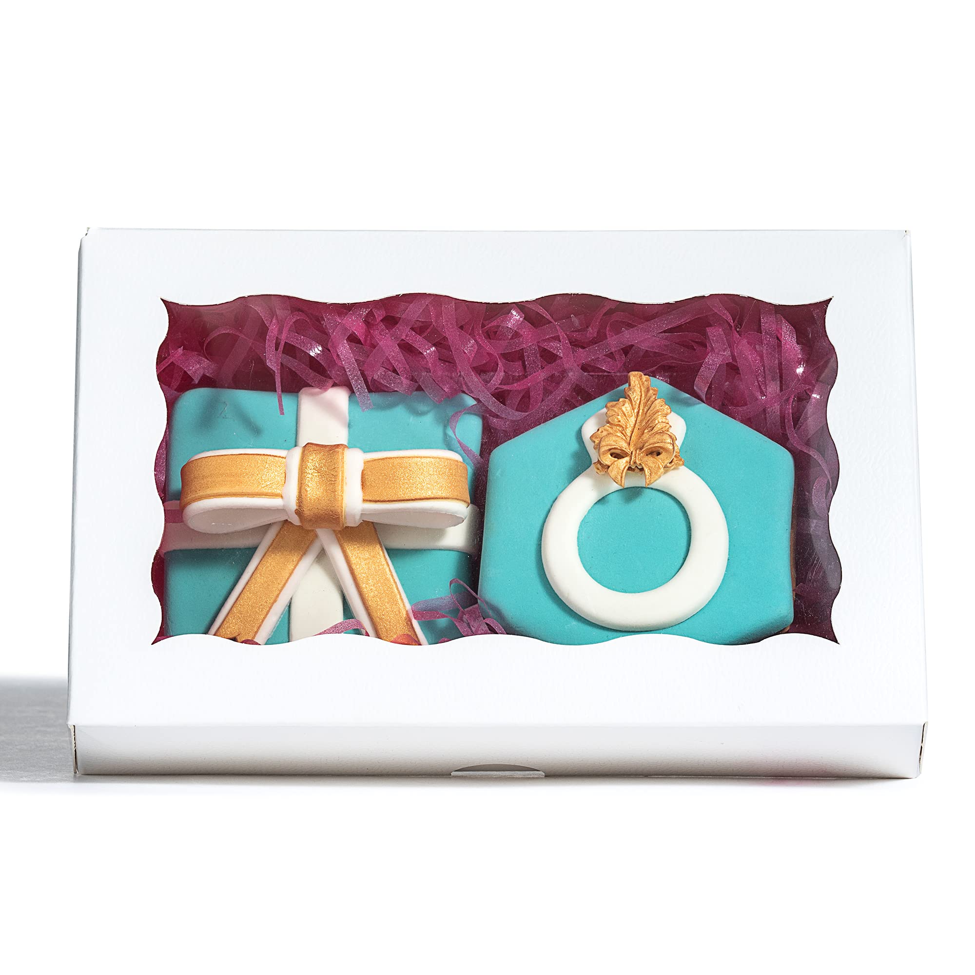 RomanticBaking 100 Pack Auto-Popup 7 x 4 3/8 x 1 1/2 Cookies boxes for 2 Macaron Boxes White Chocolate Covered Ore Boxes Pastry 
